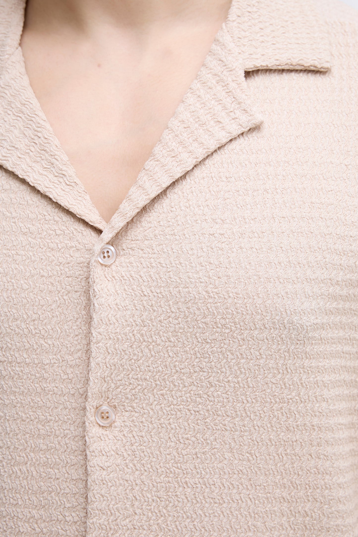 Ensemble Beige Chemise et Pantalon Gauffré