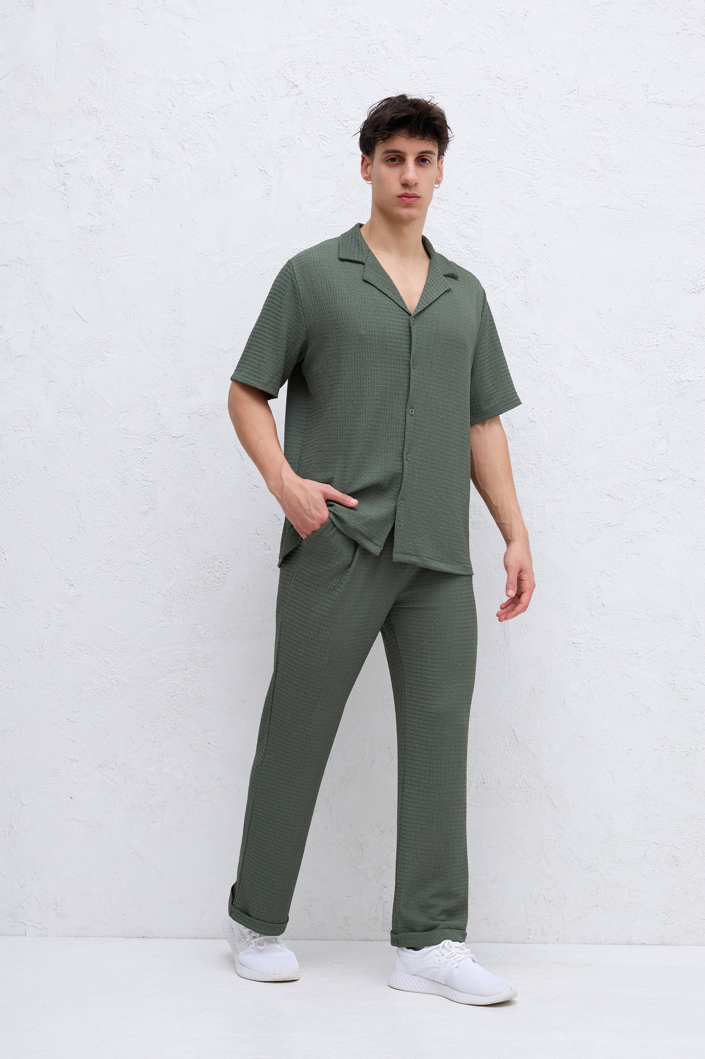 Ensemble Kaki Chemise et Pantalon Gauffré