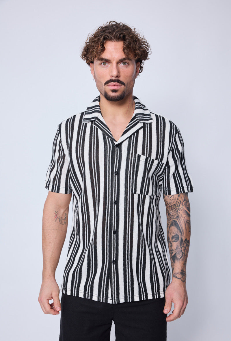 Chemise Crochet Noir et Blanc à Rayure