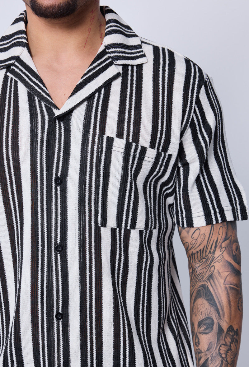 Chemise Crochet Noir et Blanc à Rayure