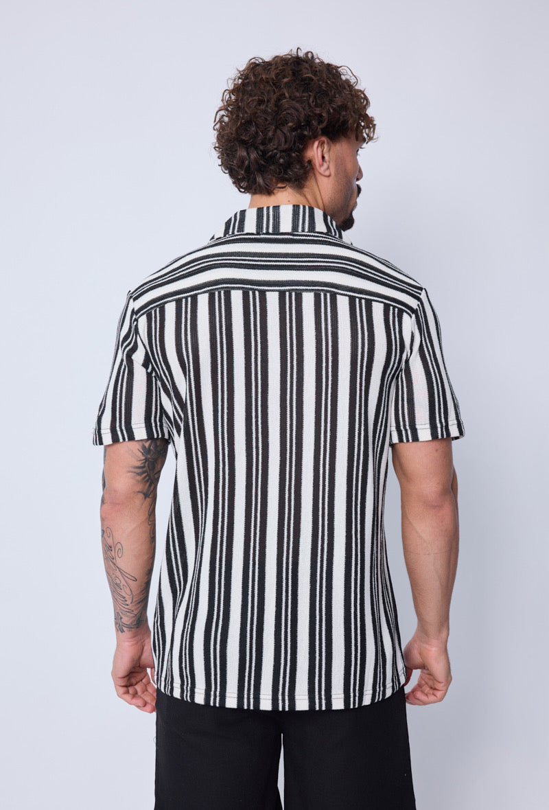 Chemise Crochet Noir et Blanc à Rayure