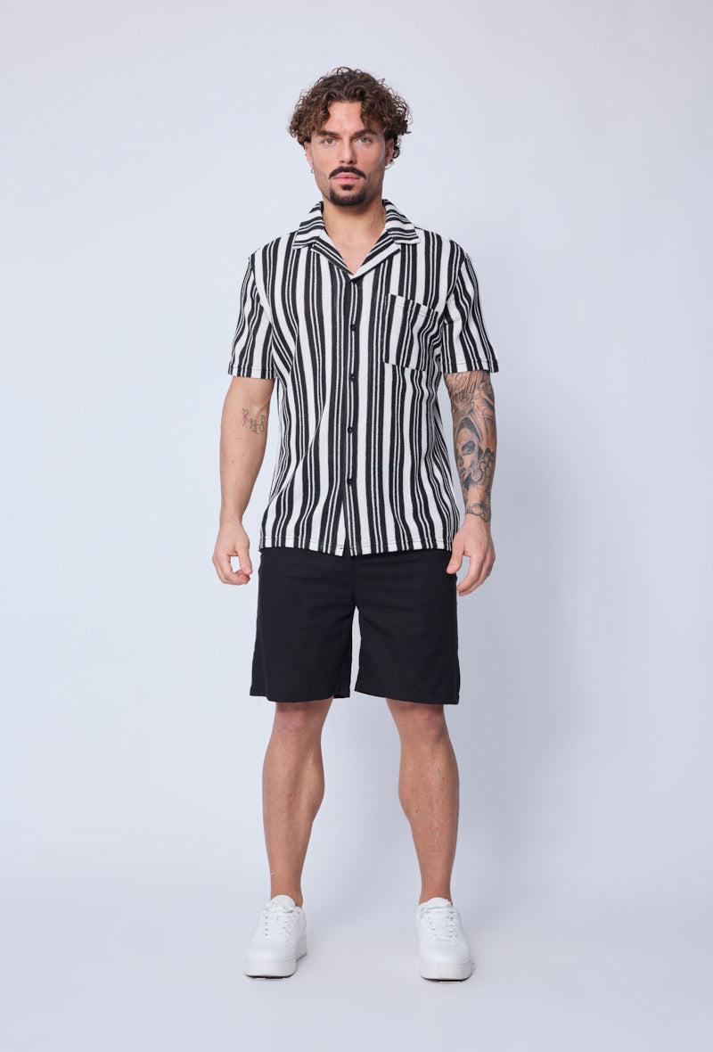 Chemise Crochet Noir et Blanc à Rayure