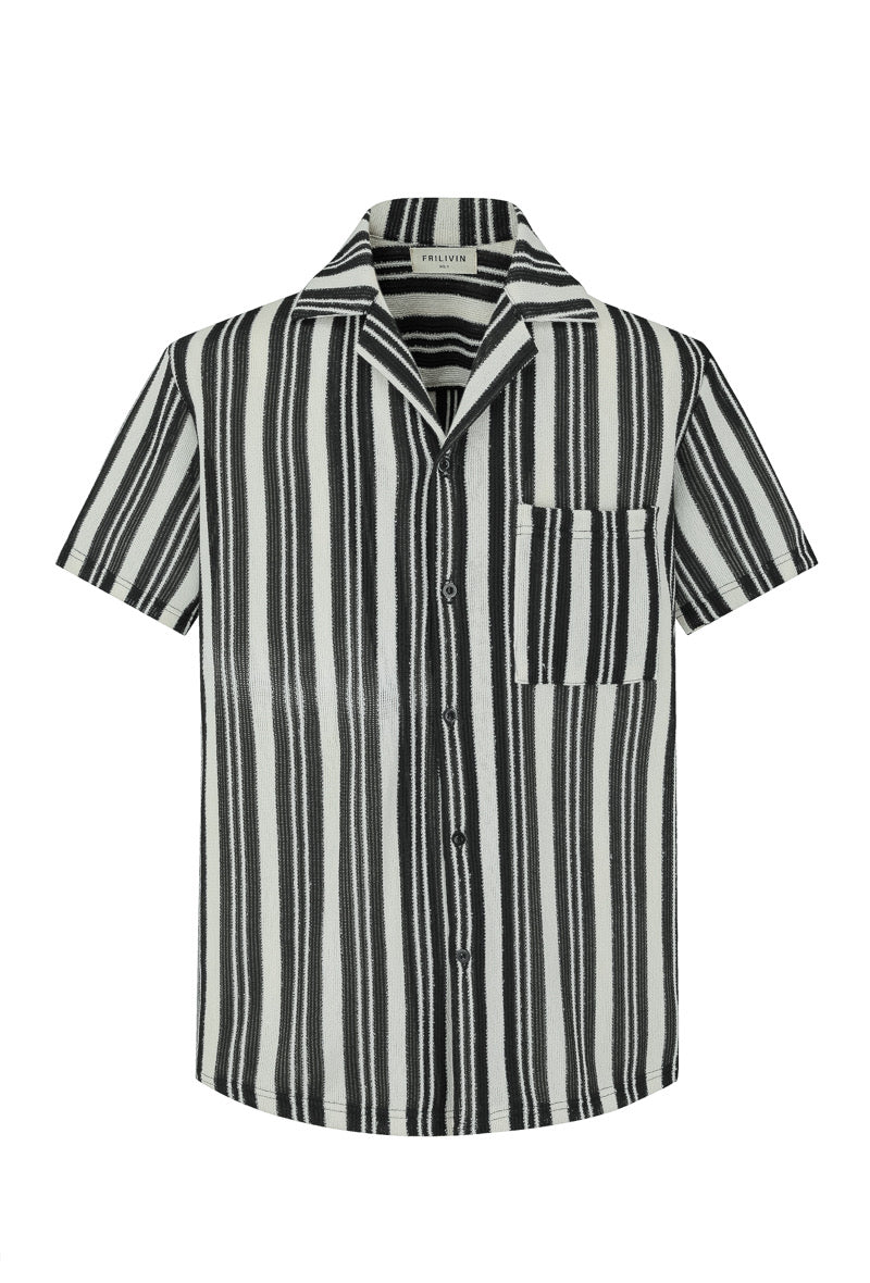 Chemise Crochet Noir et Blanc à Rayure