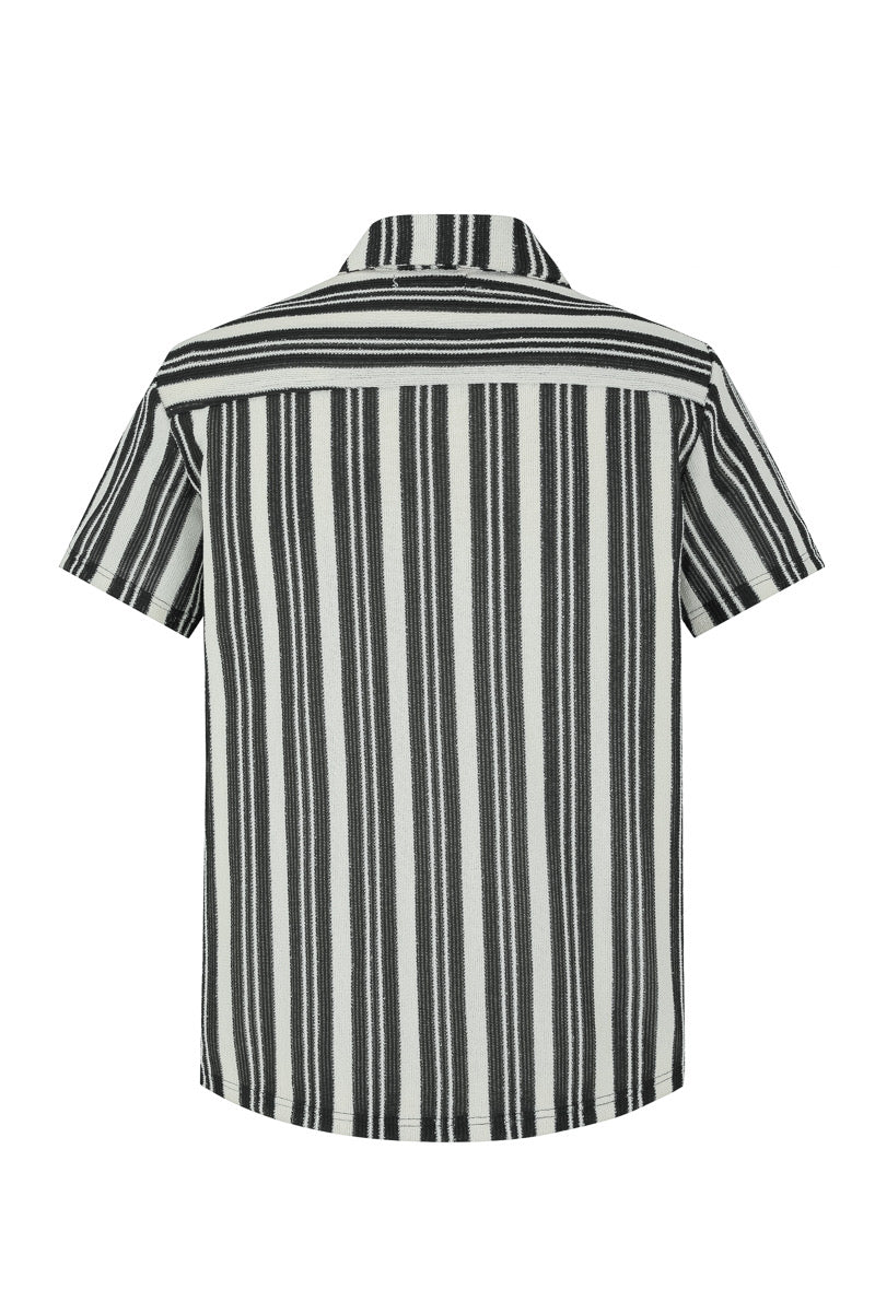 Chemise Crochet Noir et Blanc à Rayure