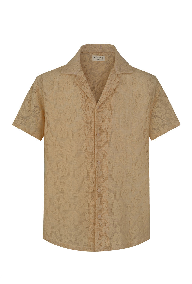 Chemise dentelle Floral Beige