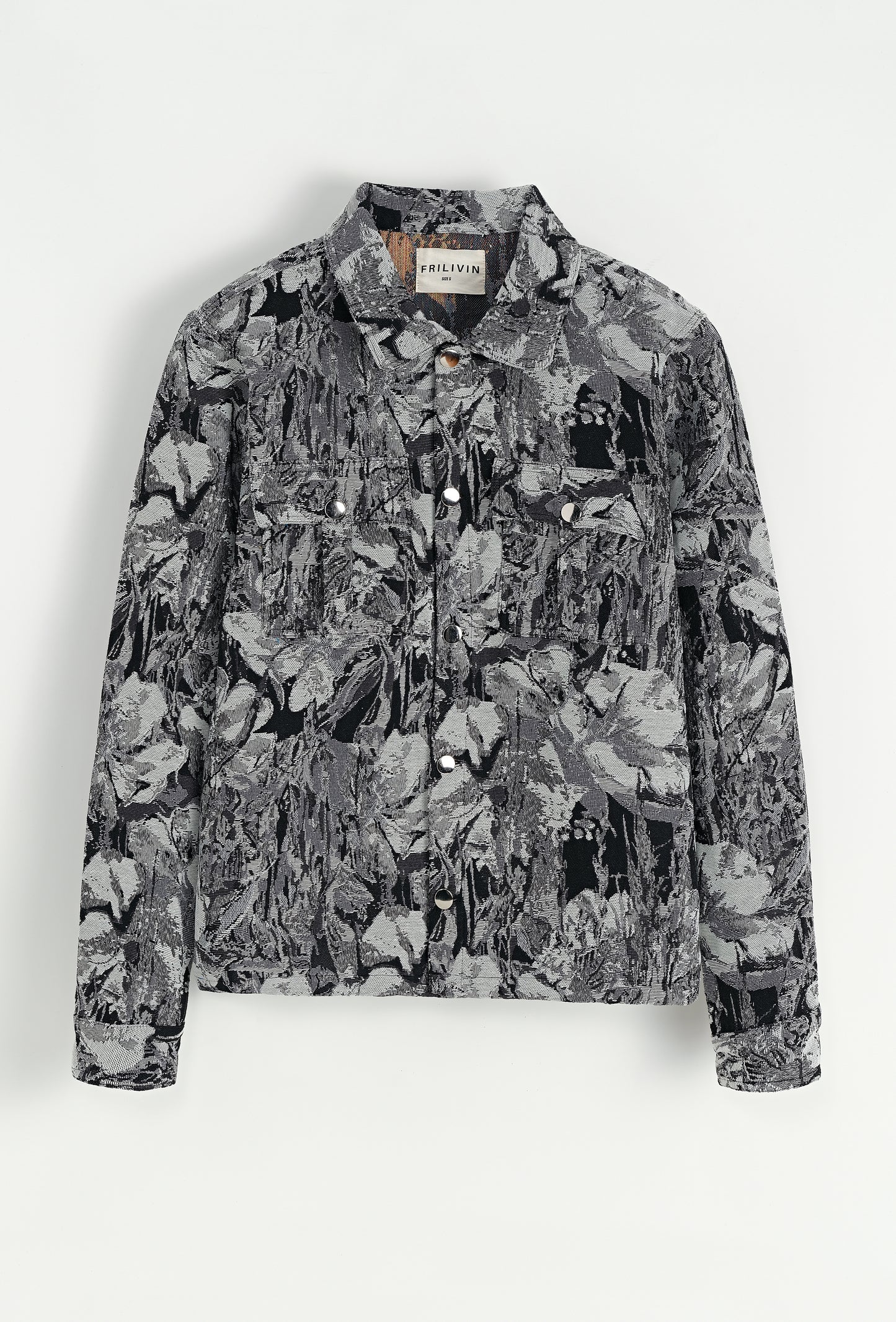 Veste Style Chemise Gris Floral