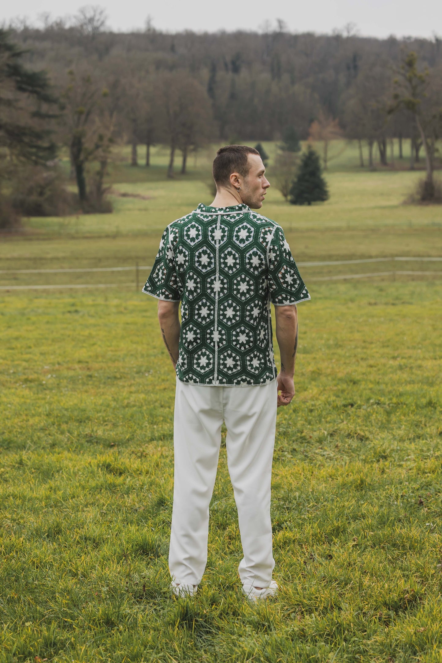 Chemise Crochet Vert à Motifs