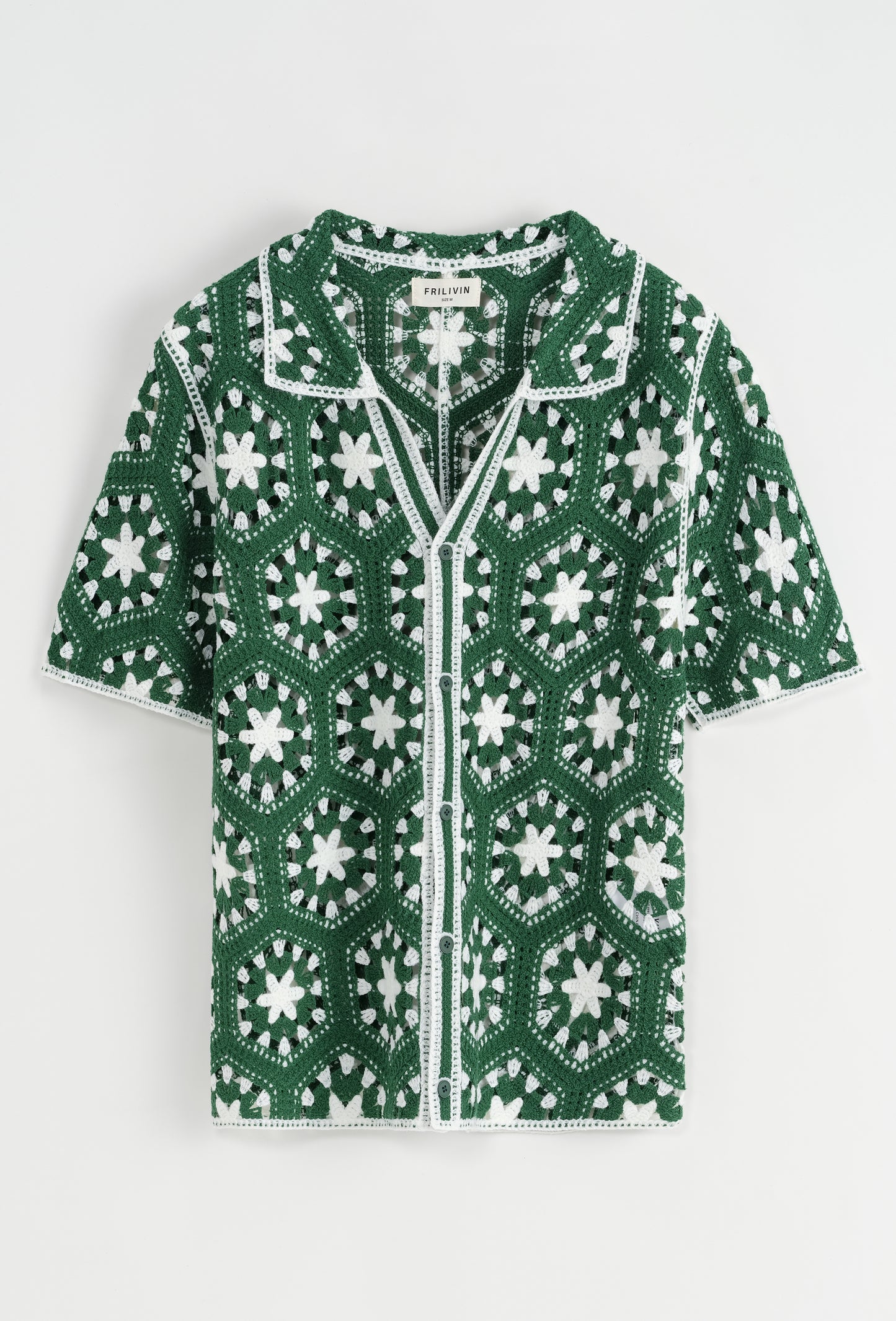 Chemise Crochet Vert à Motifs