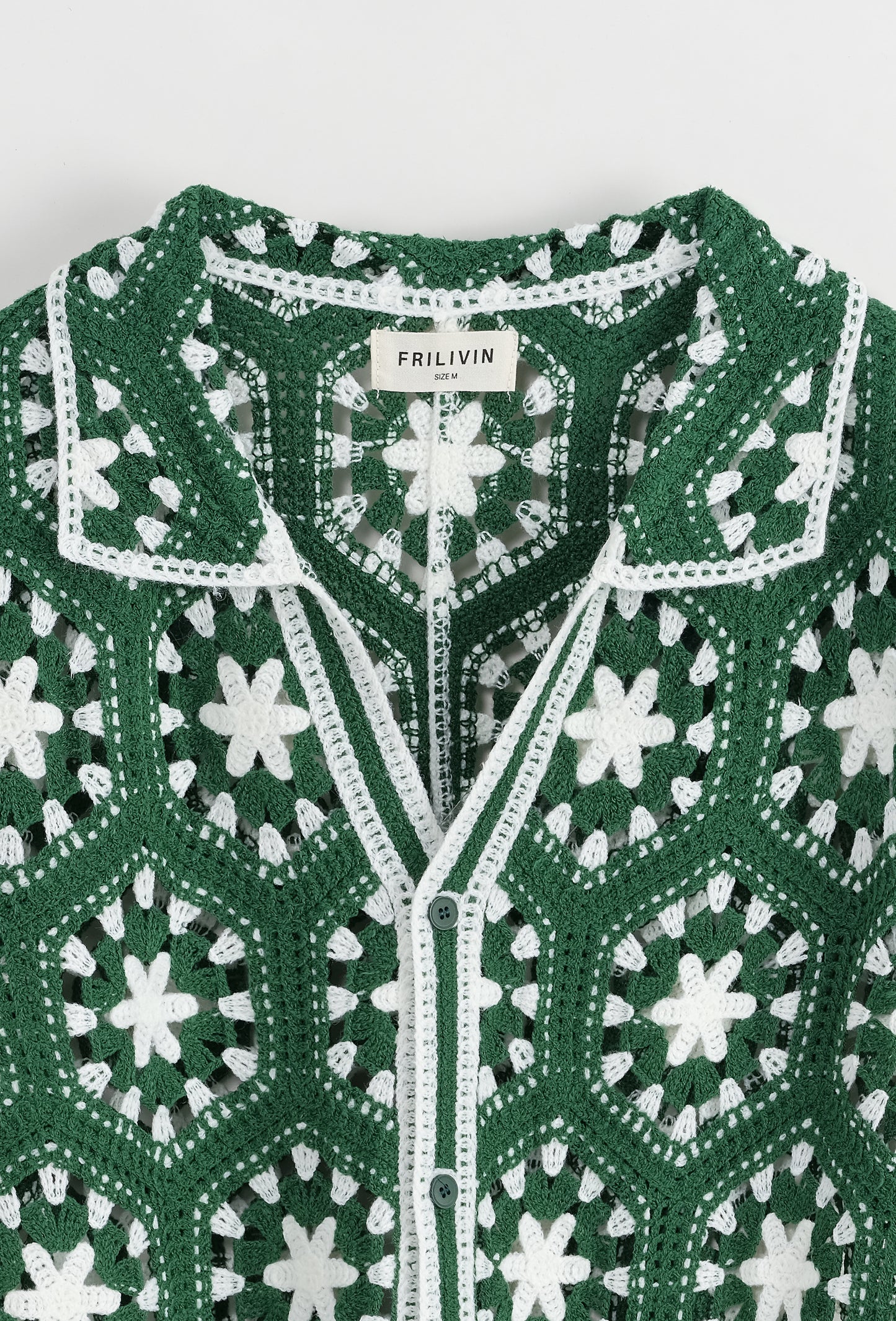 Chemise Crochet Vert à Motifs