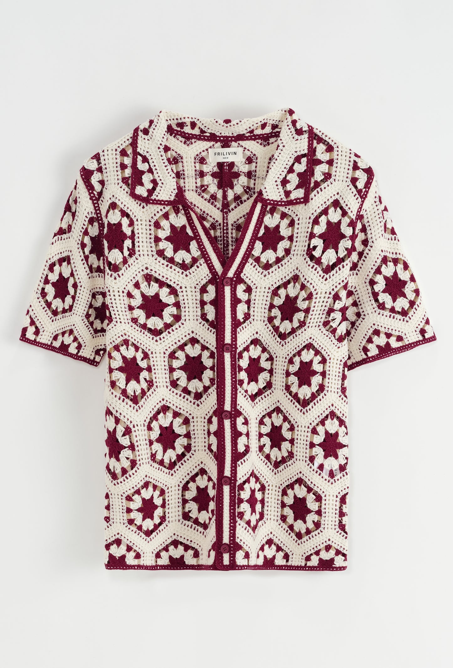 Chemise Crochet Beige à Motifs