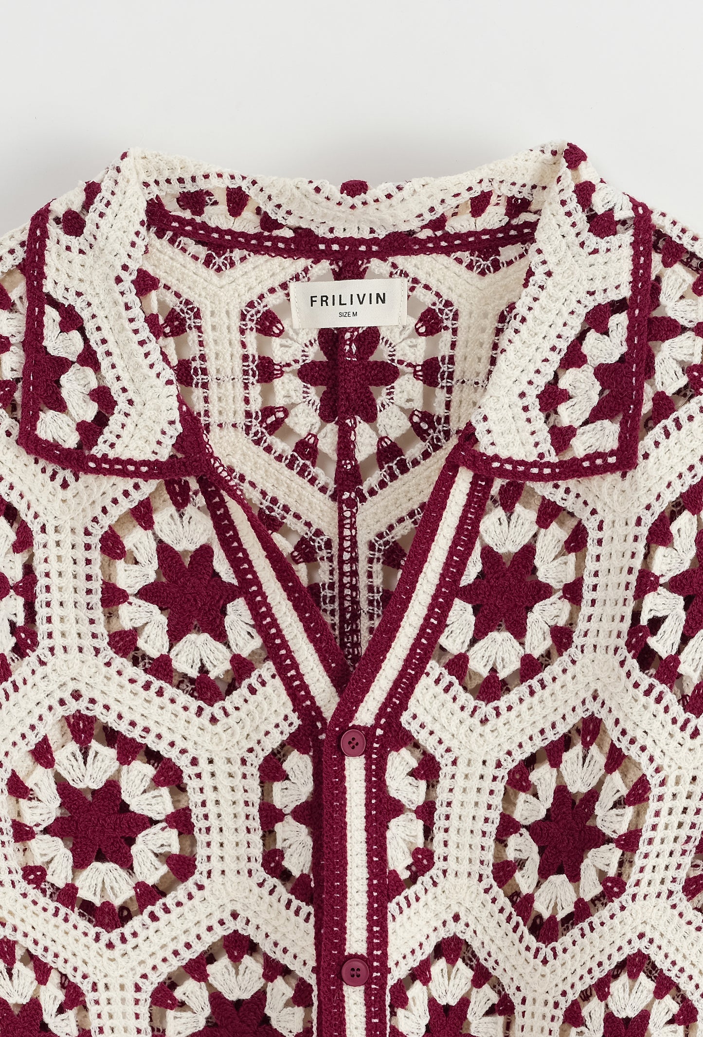 Chemise Crochet Beige à Motifs
