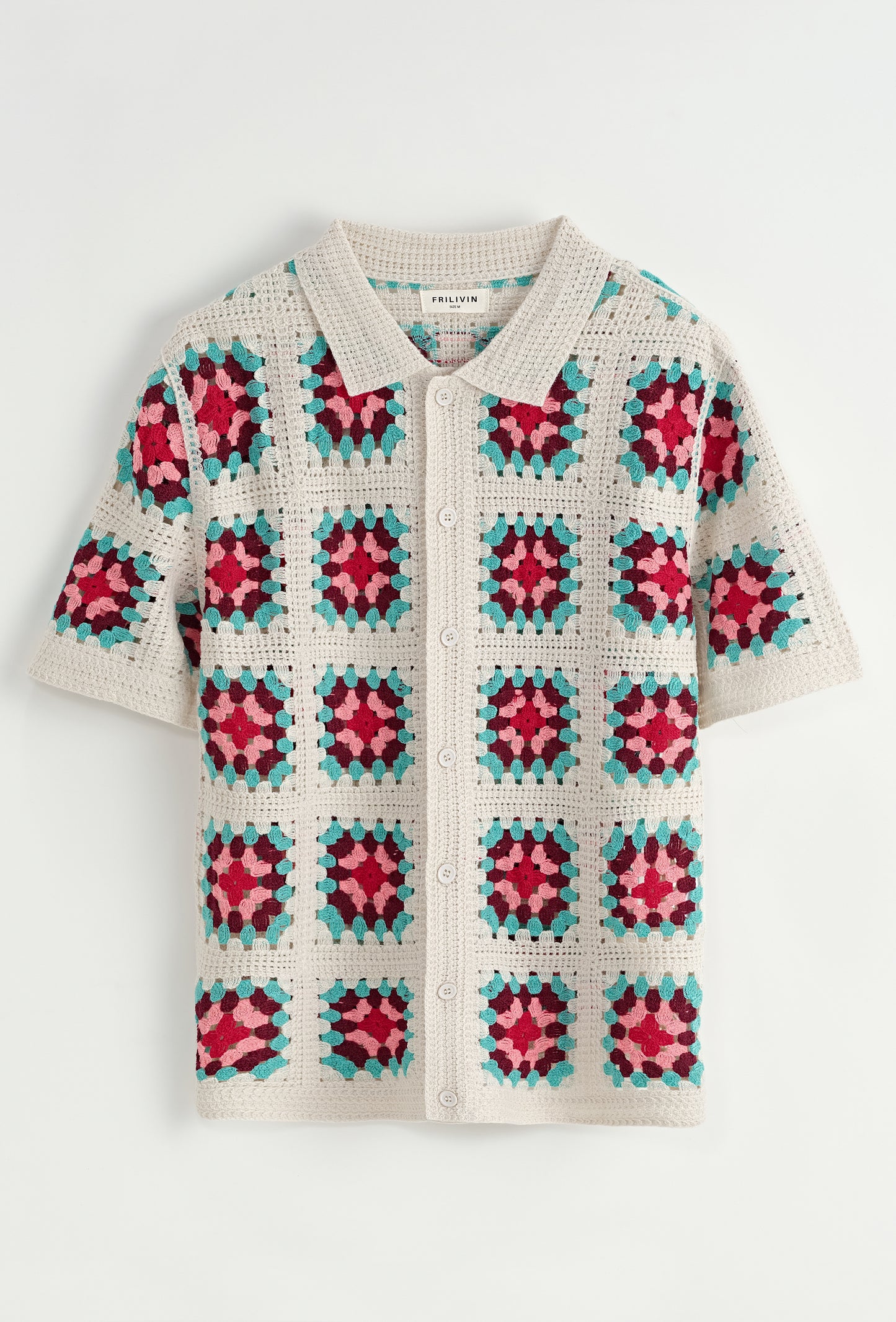 Chemise Crochet Beige à Motifs