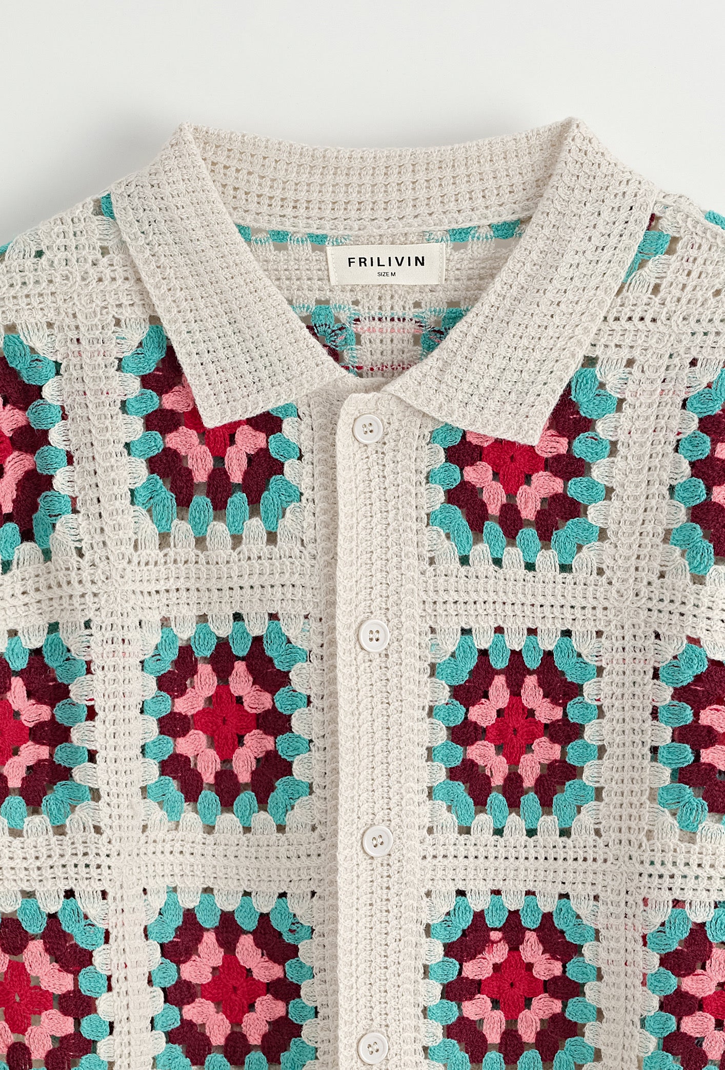Chemise Crochet Beige à Motifs