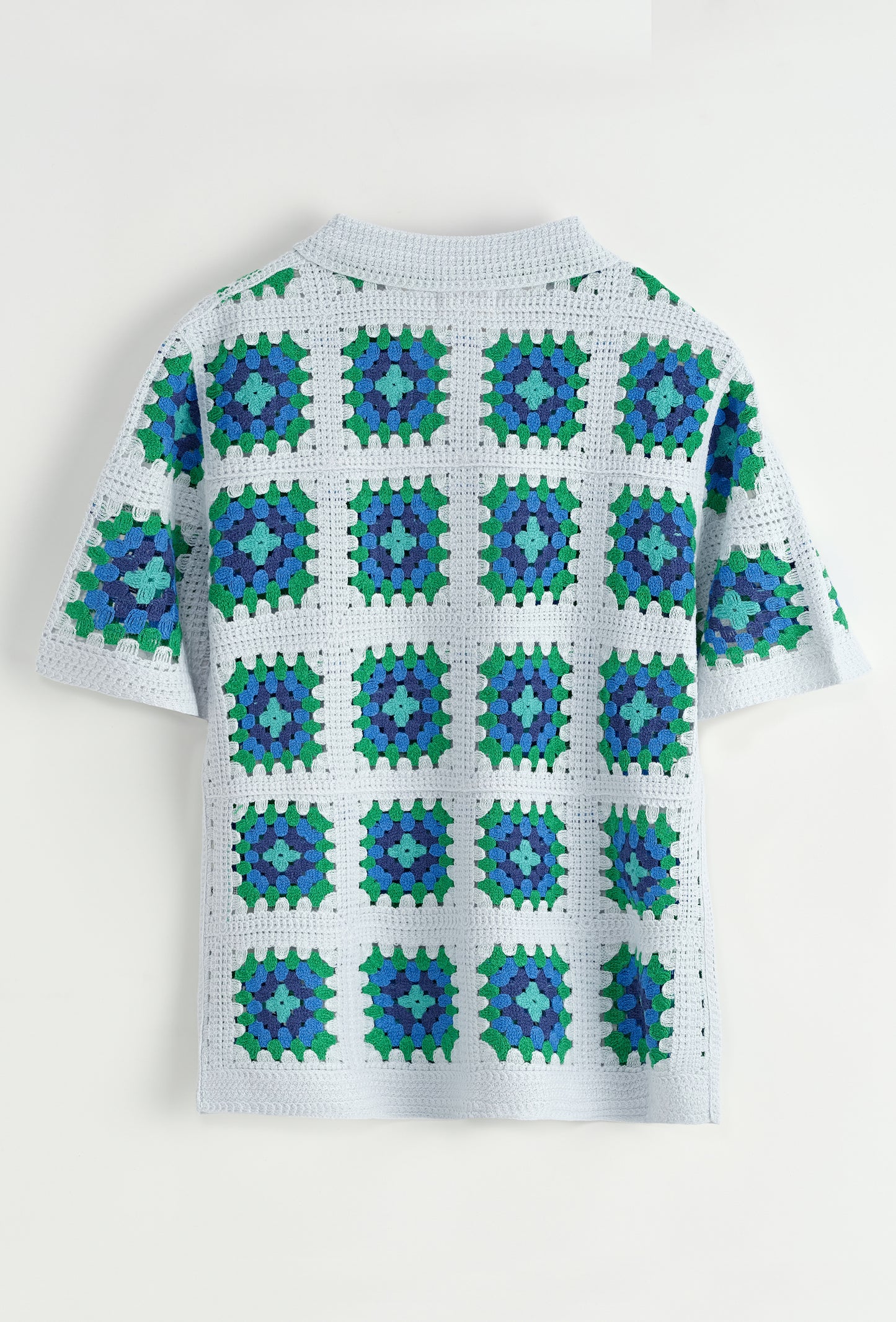 Chemise Crochet Bleu Ciel à Motifs