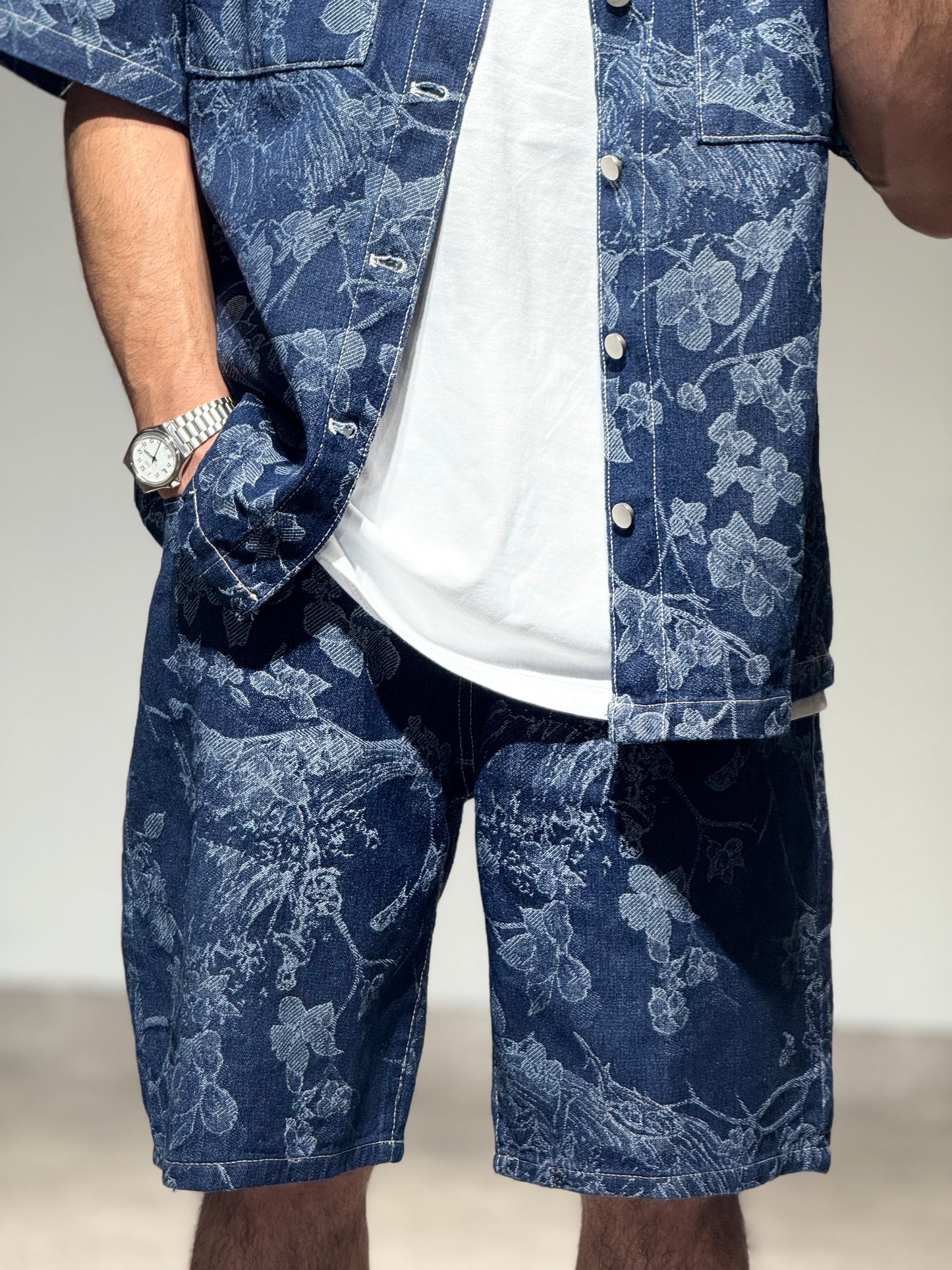 Ensemble En Jeans Fleur Chemise et Short