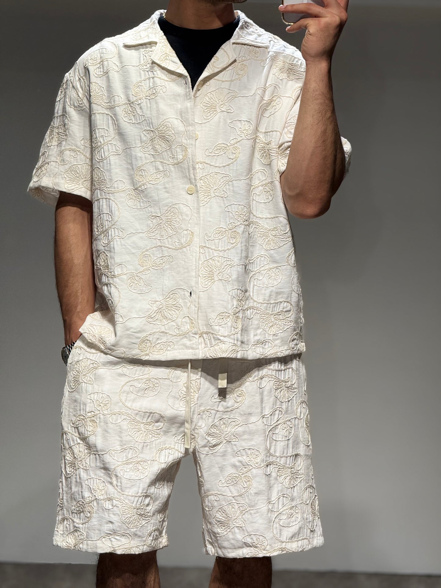 Ensemble Chemise et Short Beige