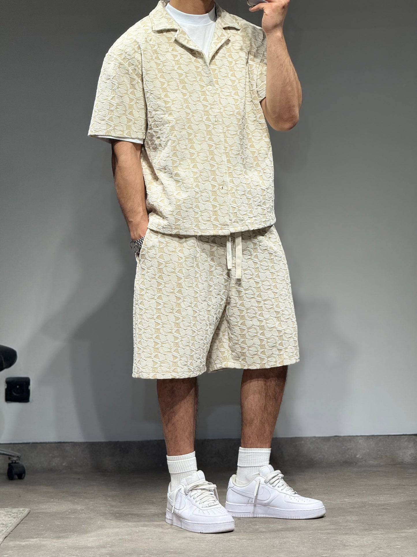 Ensemble Chemise et Short Beige