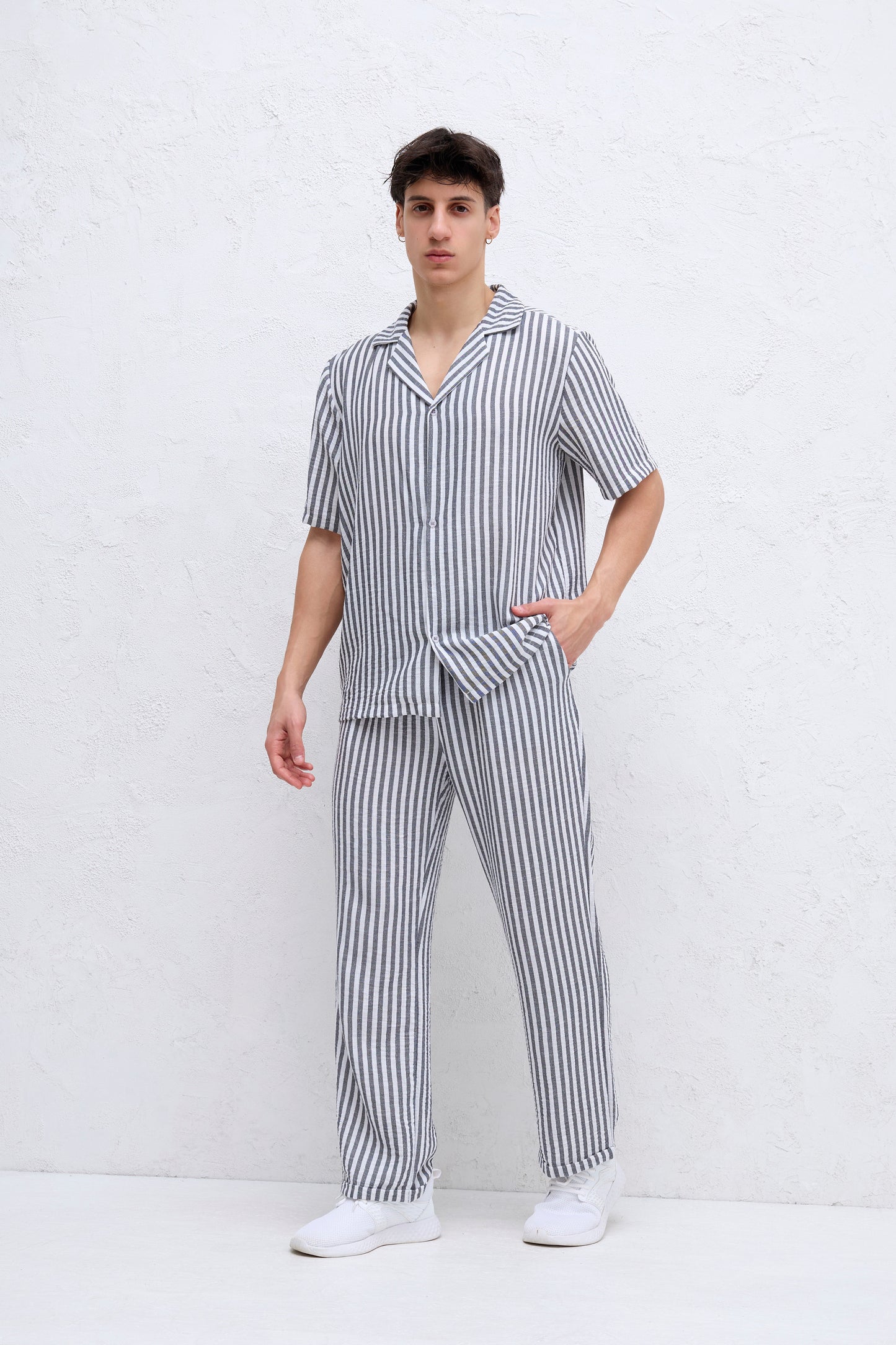 Ensemble Chemise et Pantalon à rayure Noir