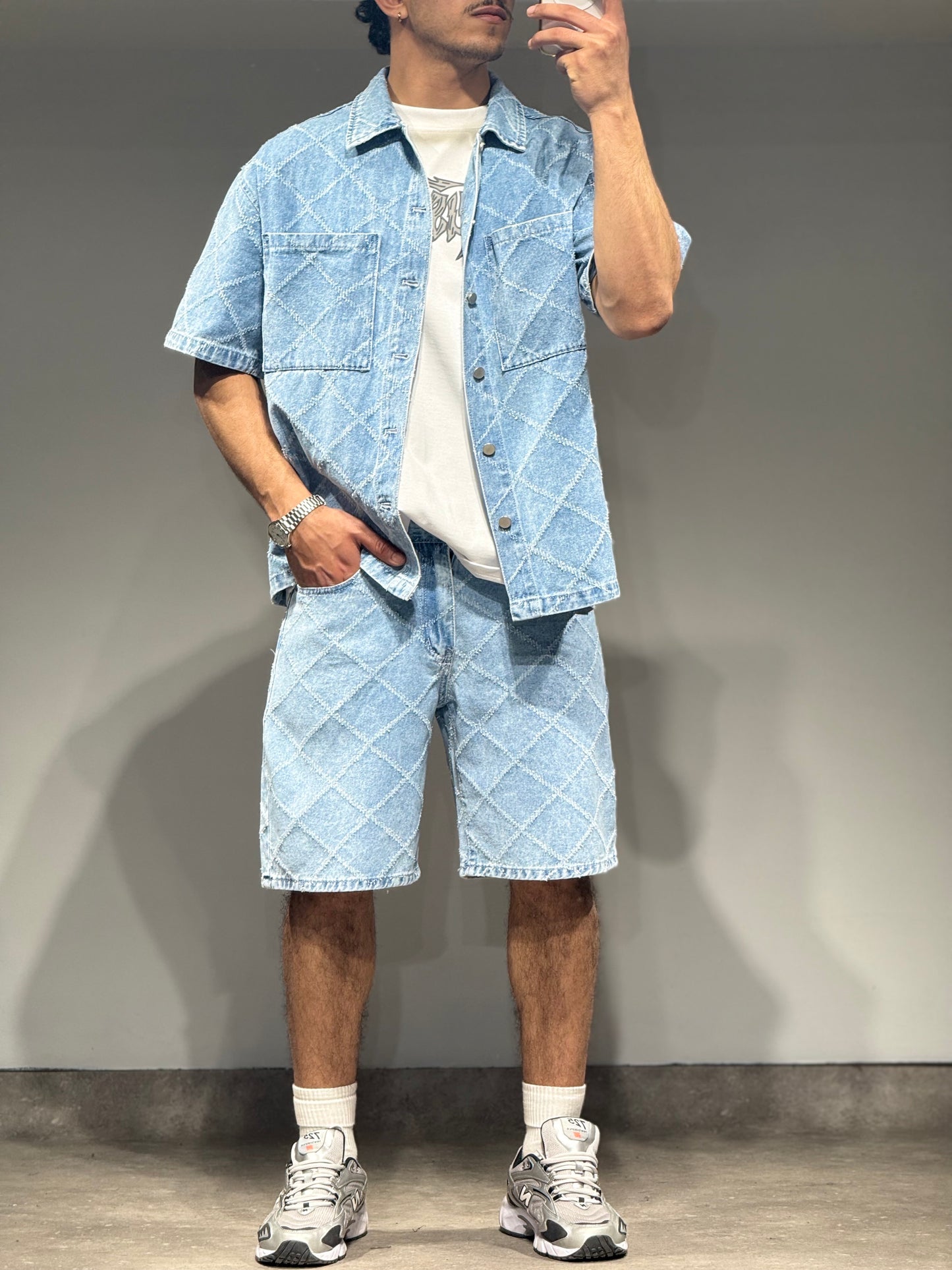 Ensemble En Jeans Losange Chemise et Short