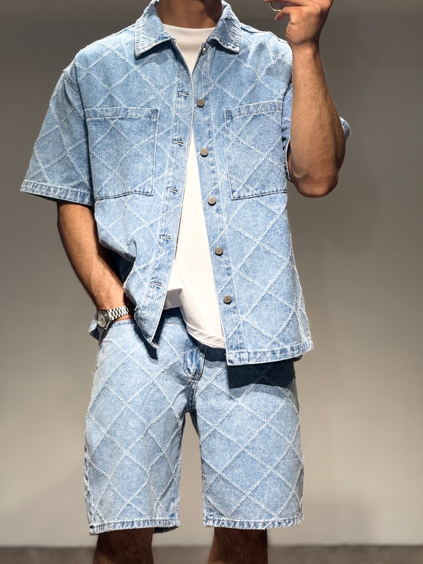 Ensemble En Jeans Losange Chemise et Short