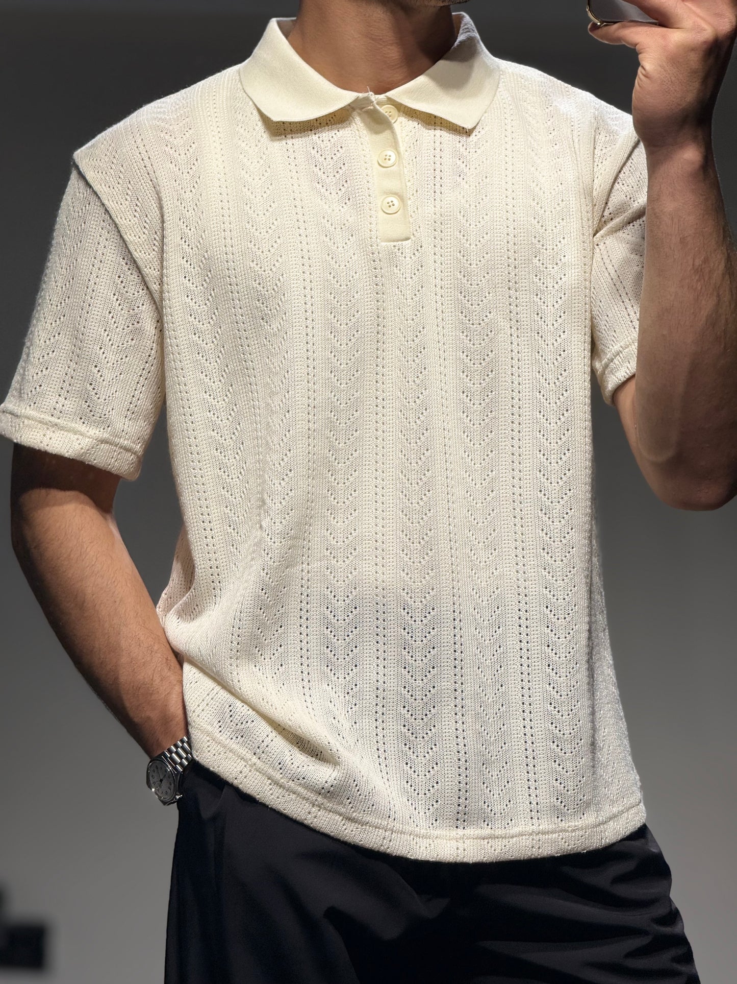 Polo Maille Beige
