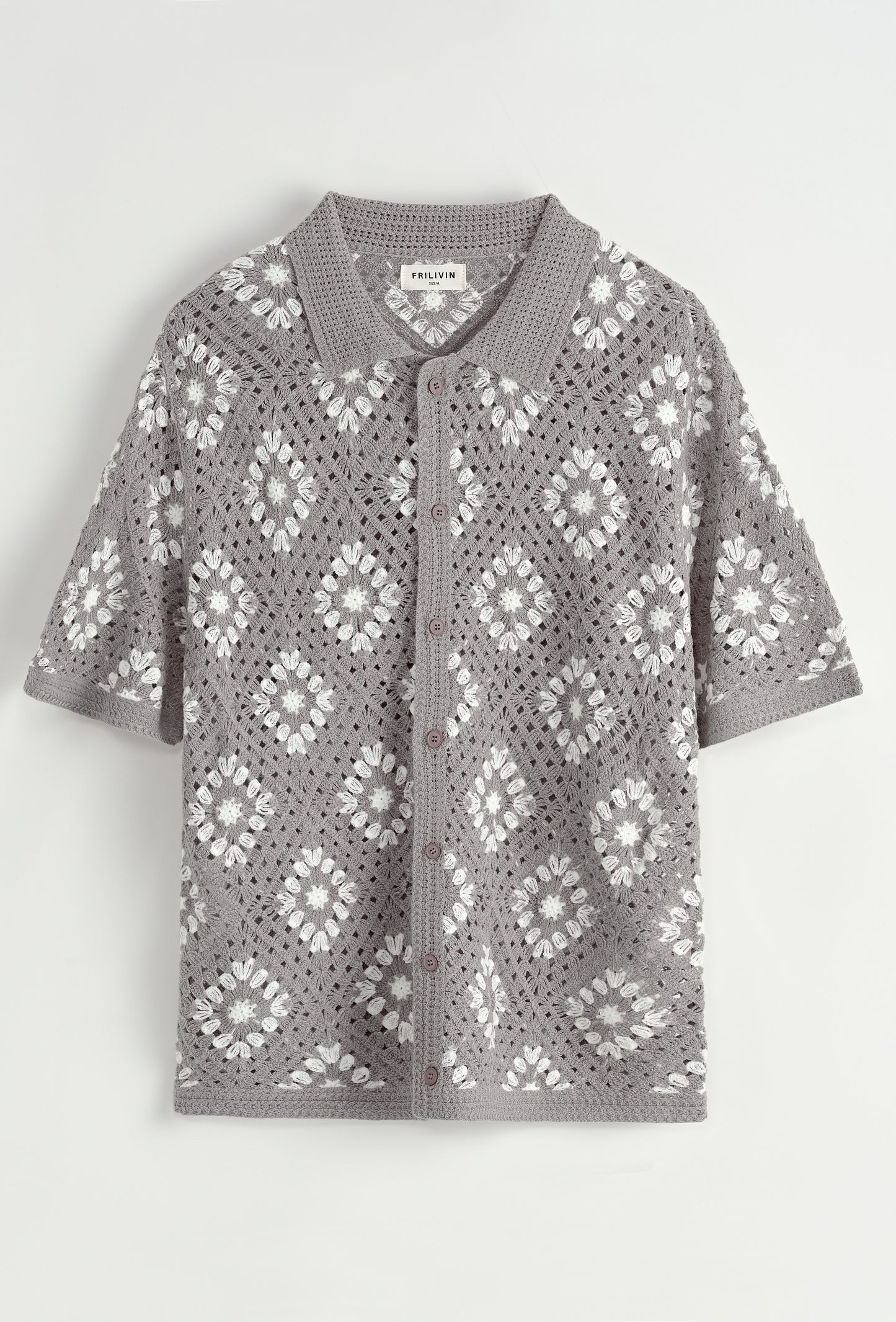 Chemise Crochet Gris à Motifs