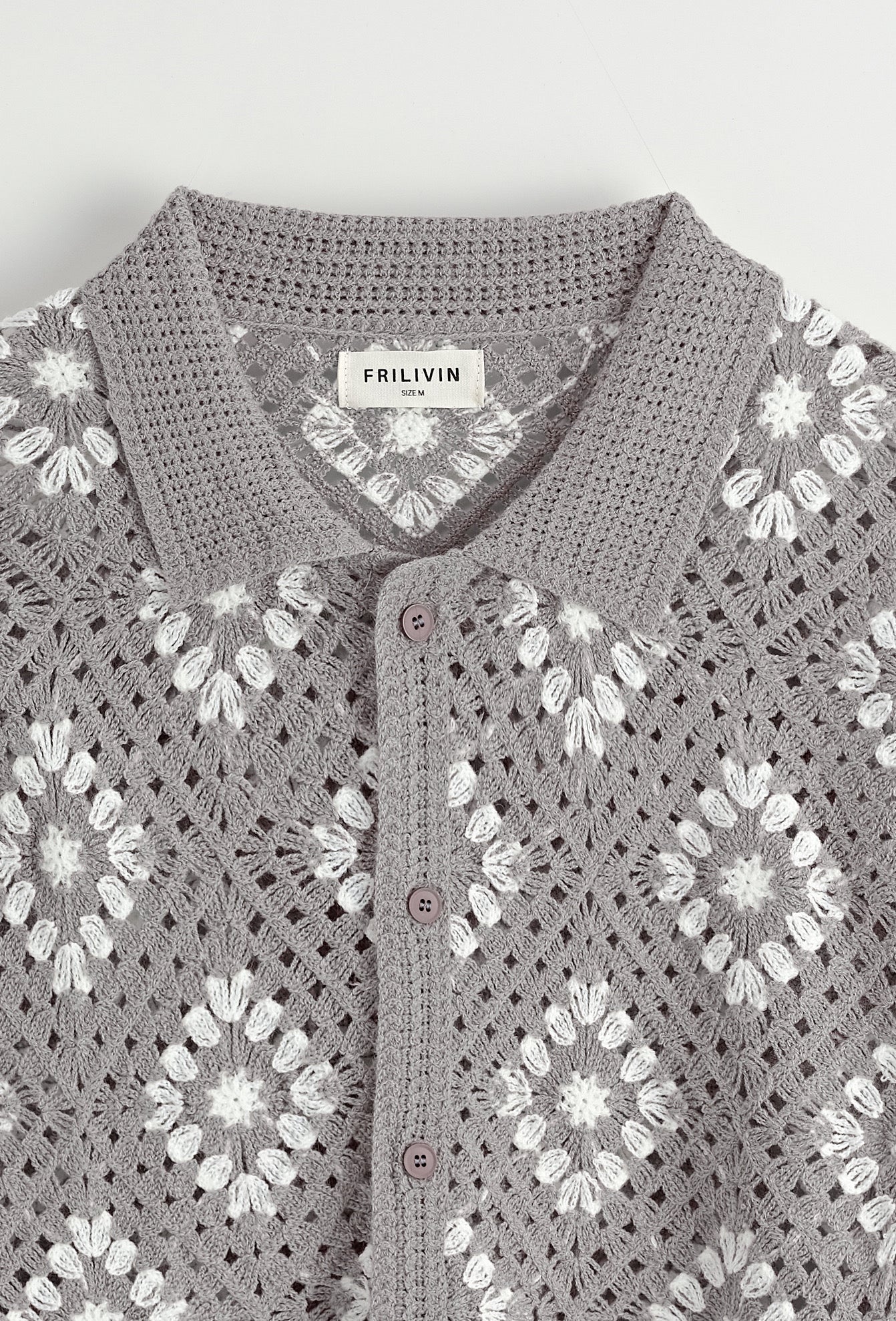Chemise Crochet Gris à Motifs
