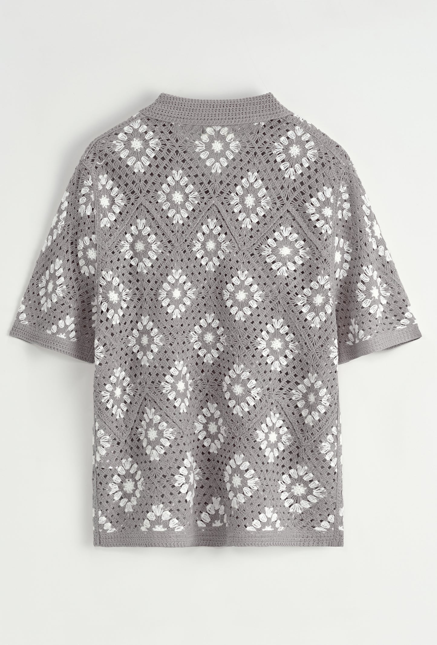 Chemise Crochet Gris à Motifs