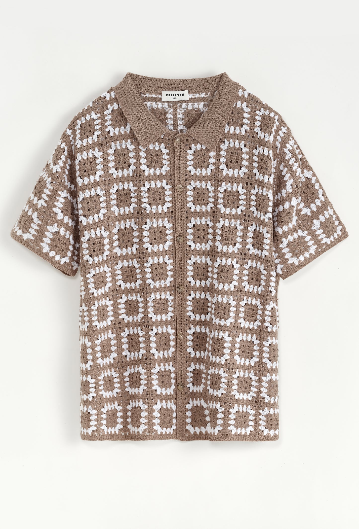 Chemise Crochet Camel à Motifs