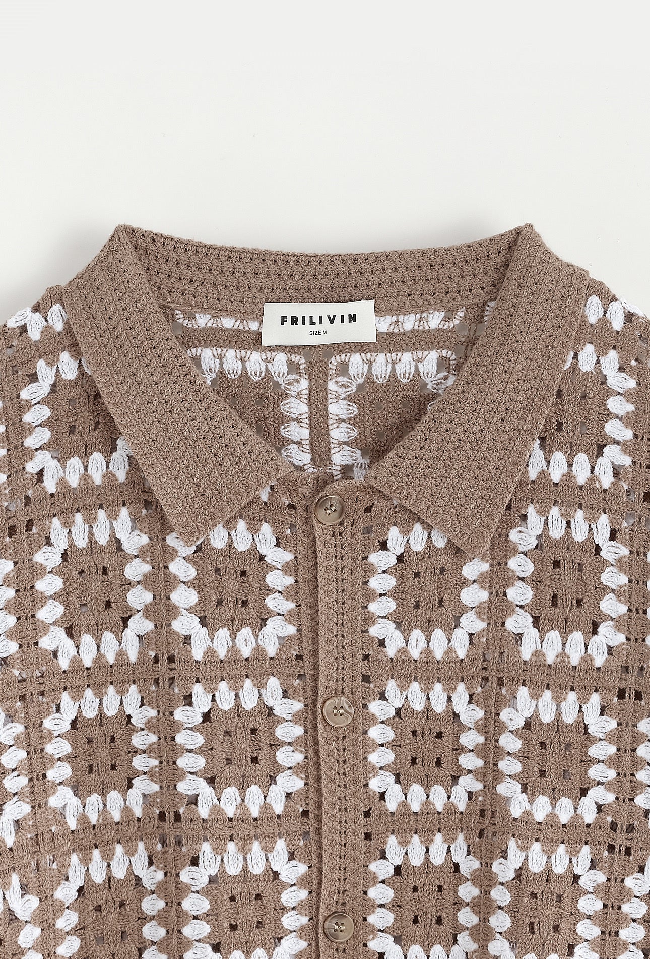 Chemise Crochet Camel à Motifs