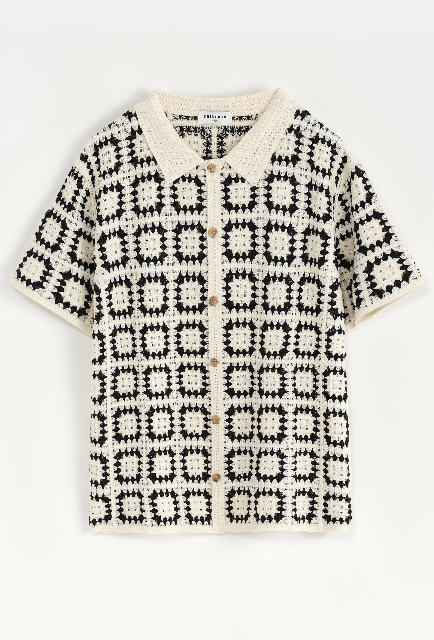 Chemise Crochet Beige à Motifs