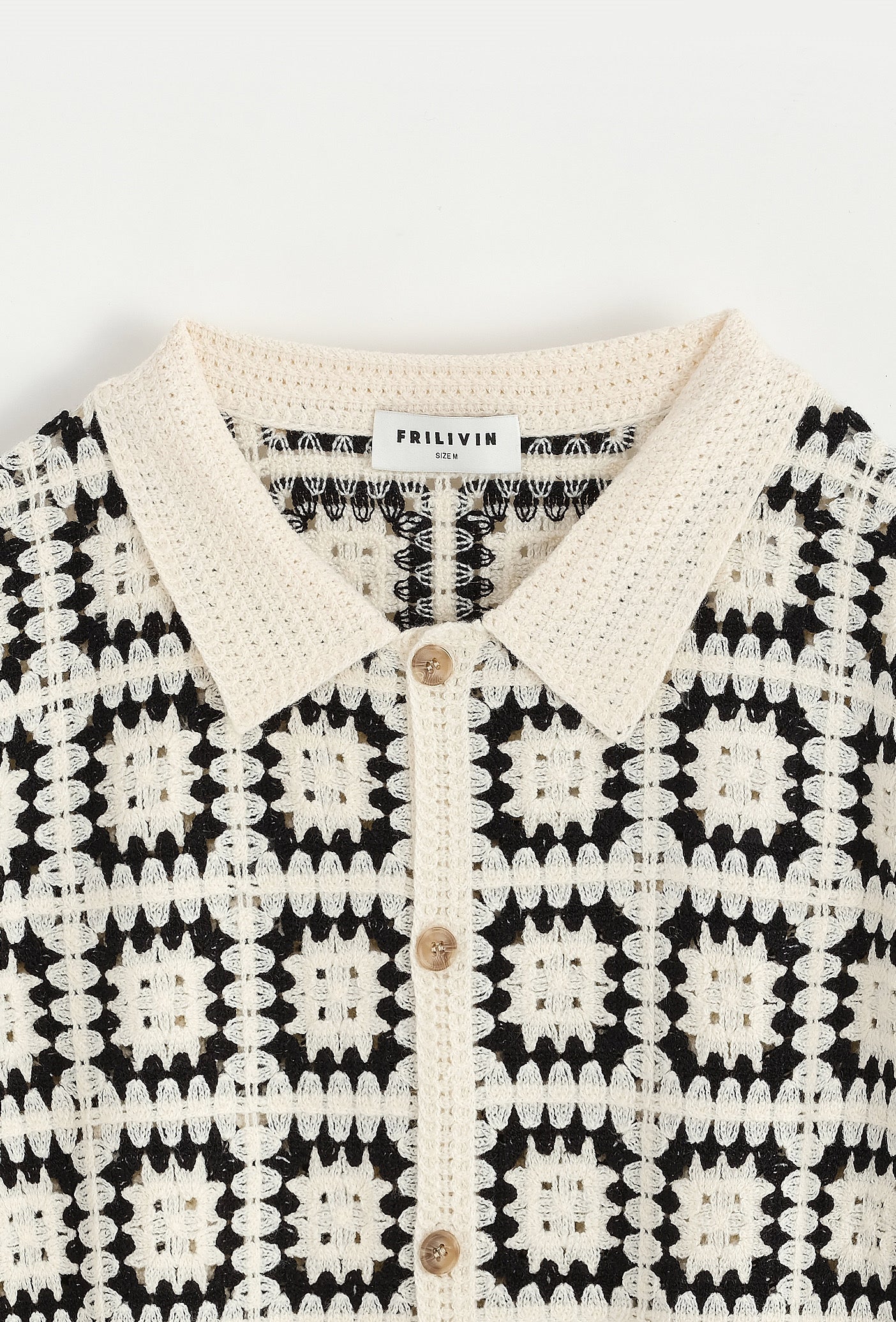 Chemise Crochet Beige à Motifs