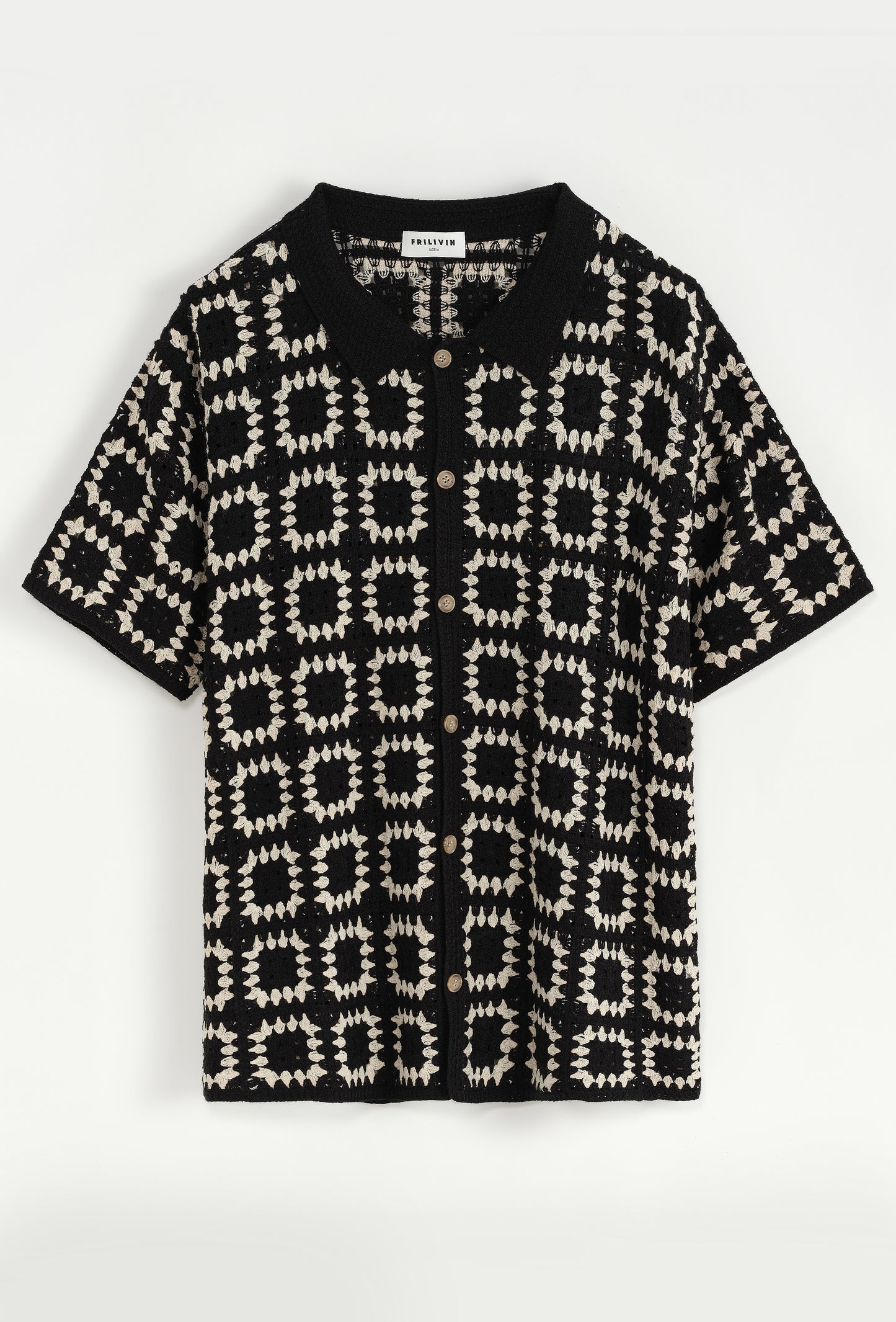 Chemise Crochet Noir à Motifs