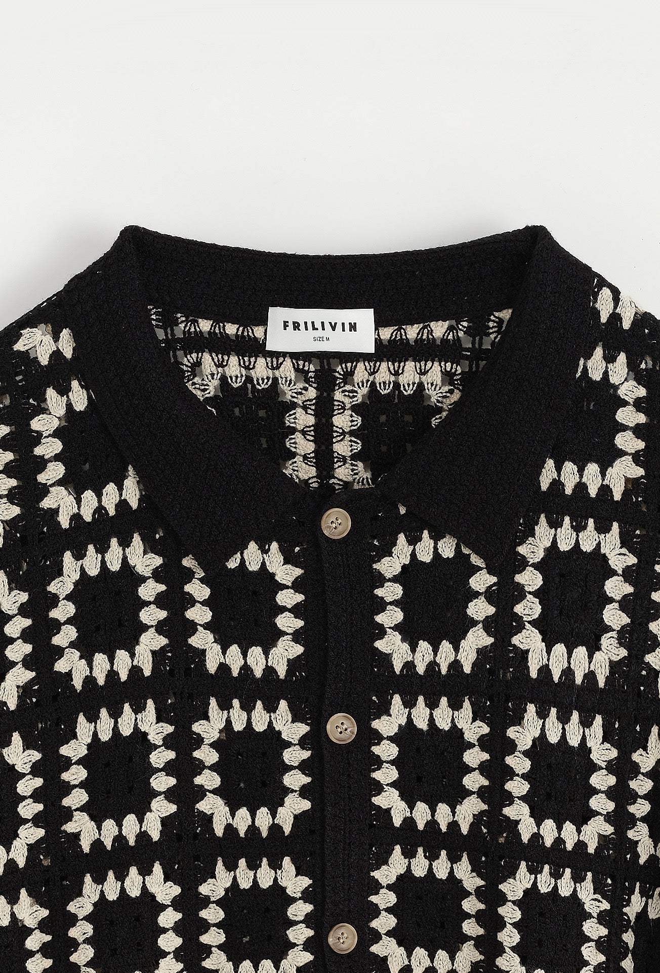 Chemise Crochet Noir à Motifs