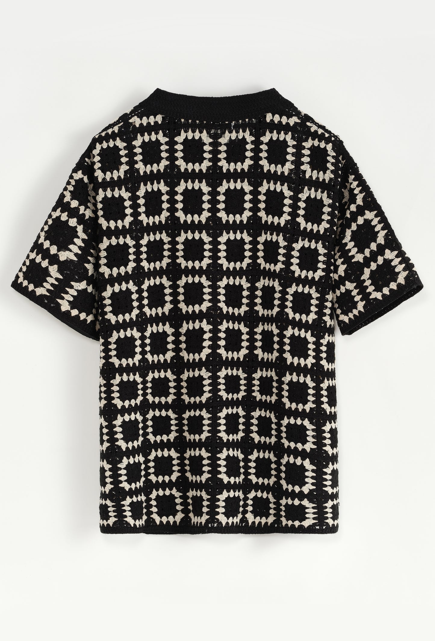 Chemise Crochet Noir à Motifs