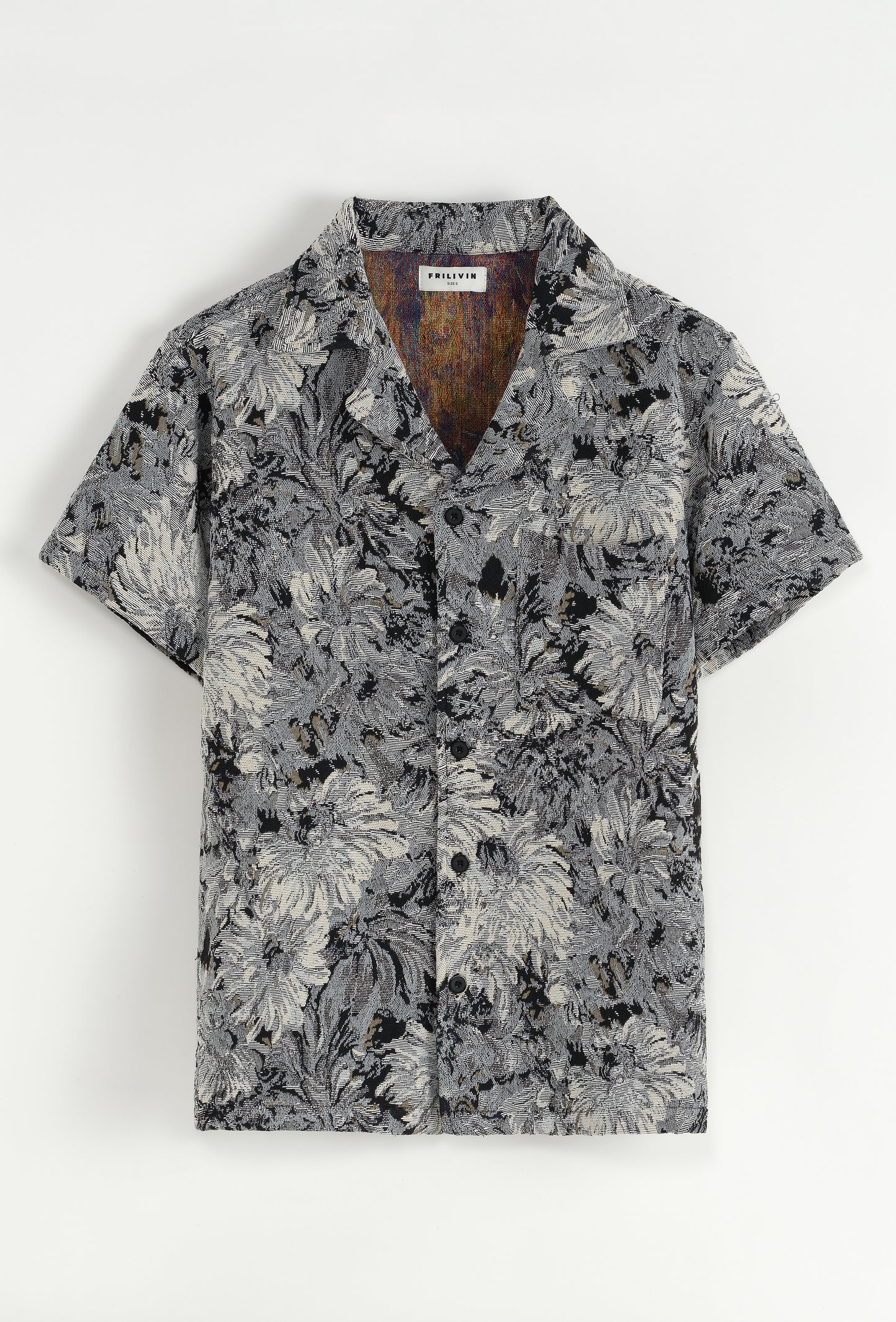 Ensemble Chemise et Pantalon Floral Gris et Blanc