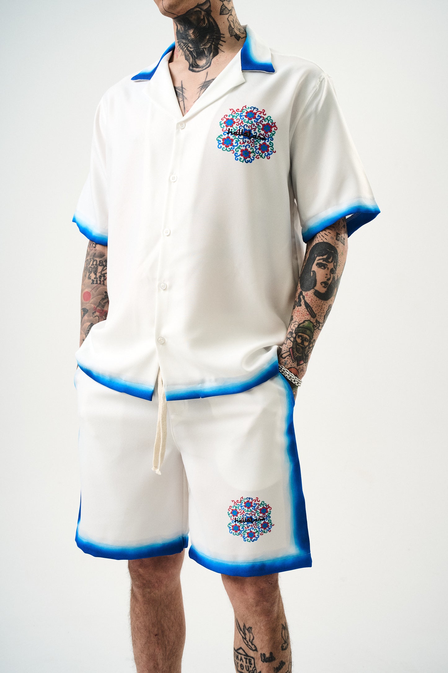 Ensemble Chemise et Short Hallstar Blanc Bleu