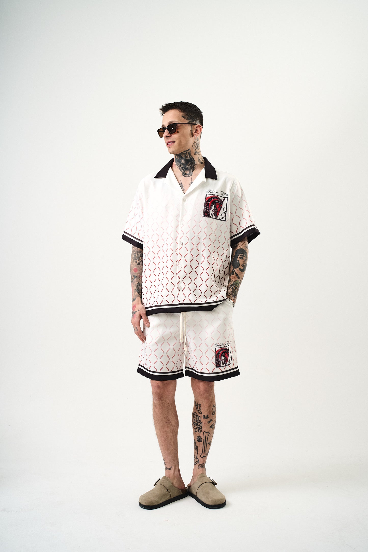 Ensemble Chemise et Short Riding Club Blanc Noir