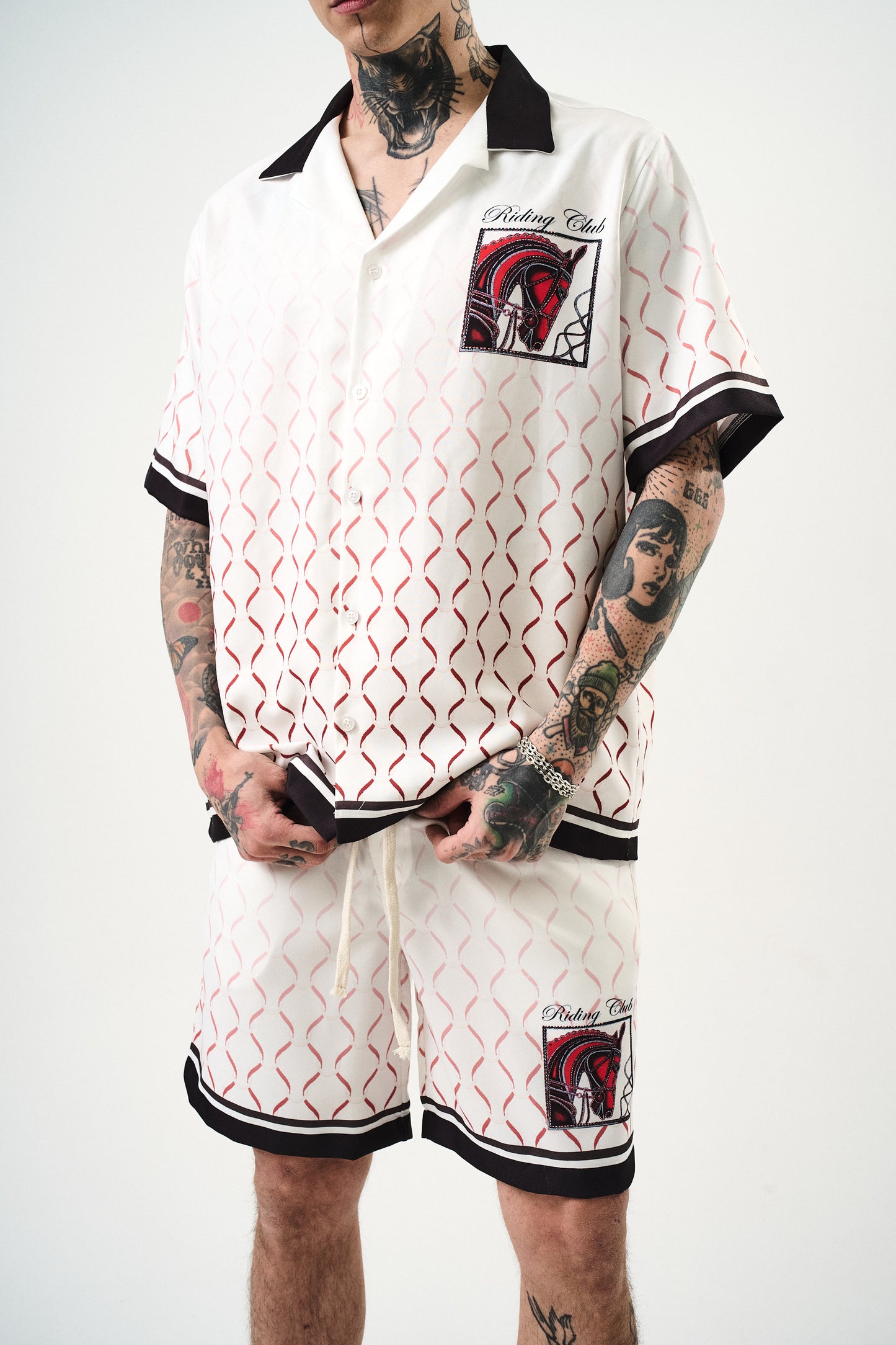 Ensemble Chemise et Short Riding Club Blanc Noir