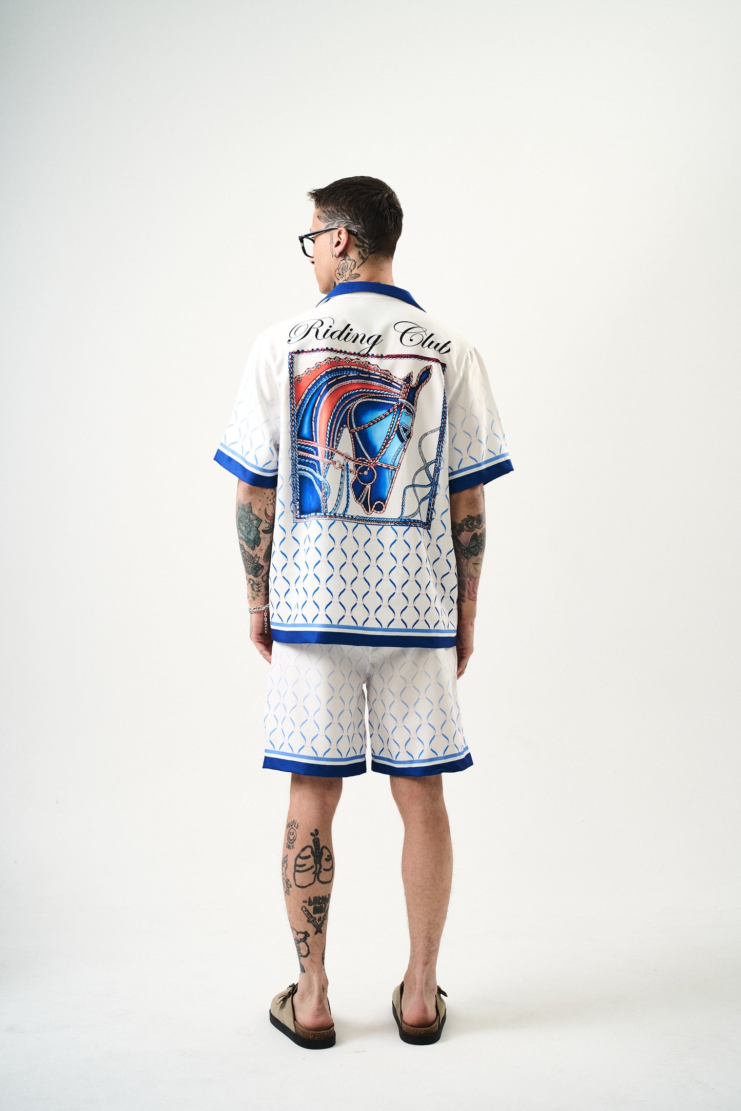 Ensemble Chemise et Short Riding Club Blanc Bleu
