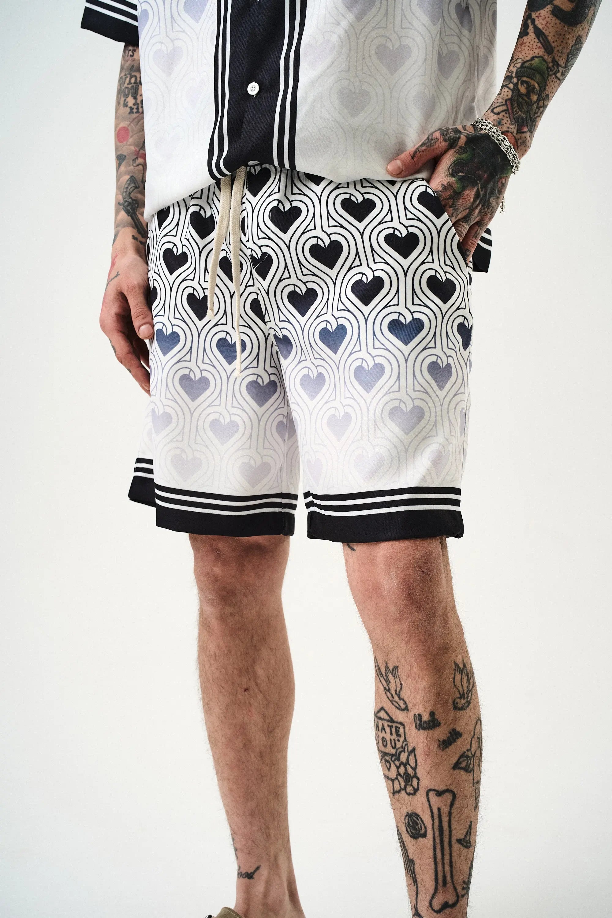 Ensemble Chemise et Short Coeur Blanc Noir bonhomme