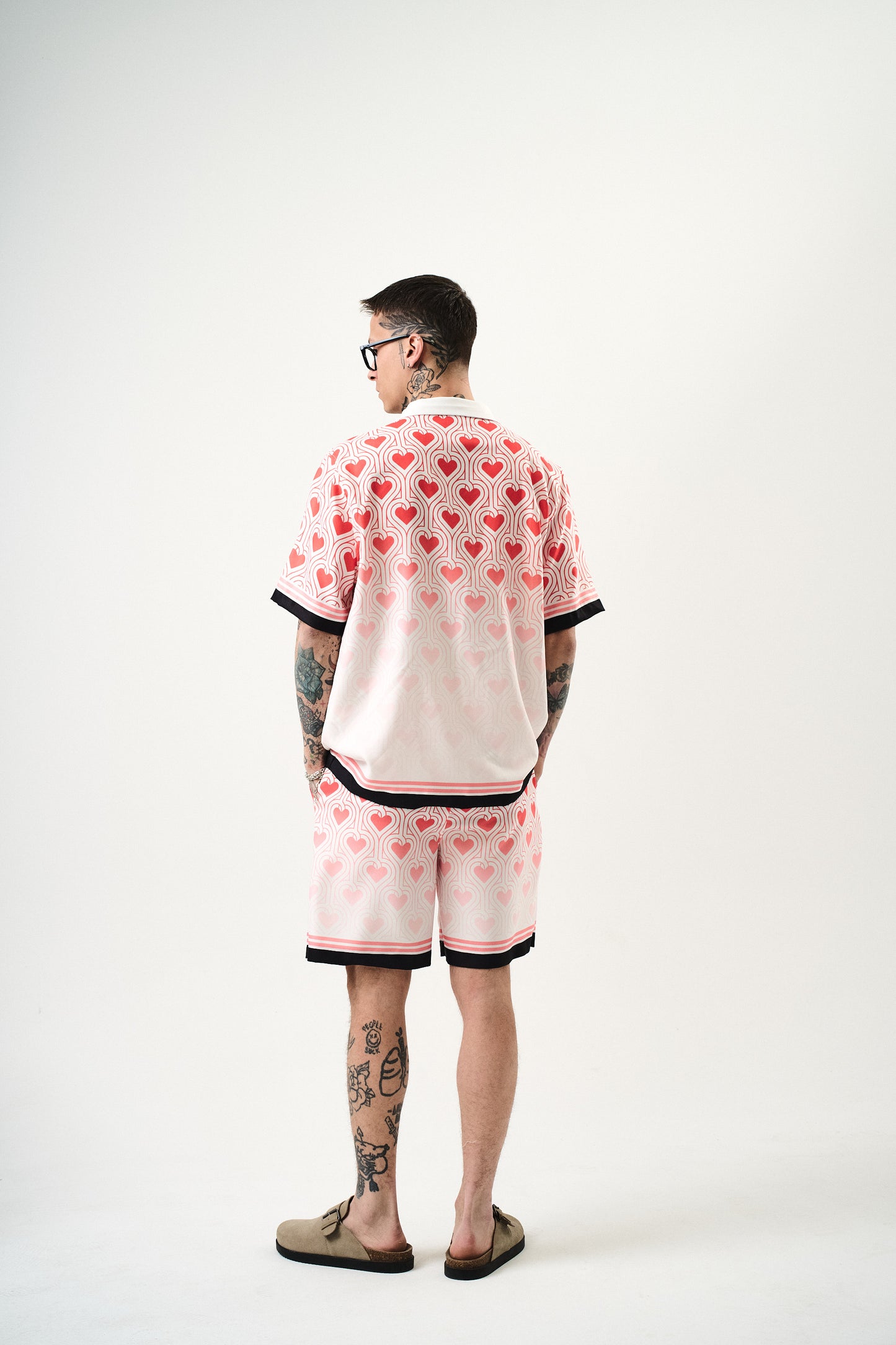 Ensemble Chemise et Short Coeur Blanc Rouge