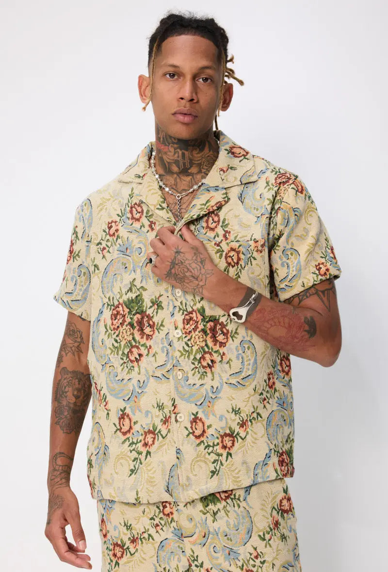 Ensemble chemise et pantalon tissage symbole cashemire bonhomme