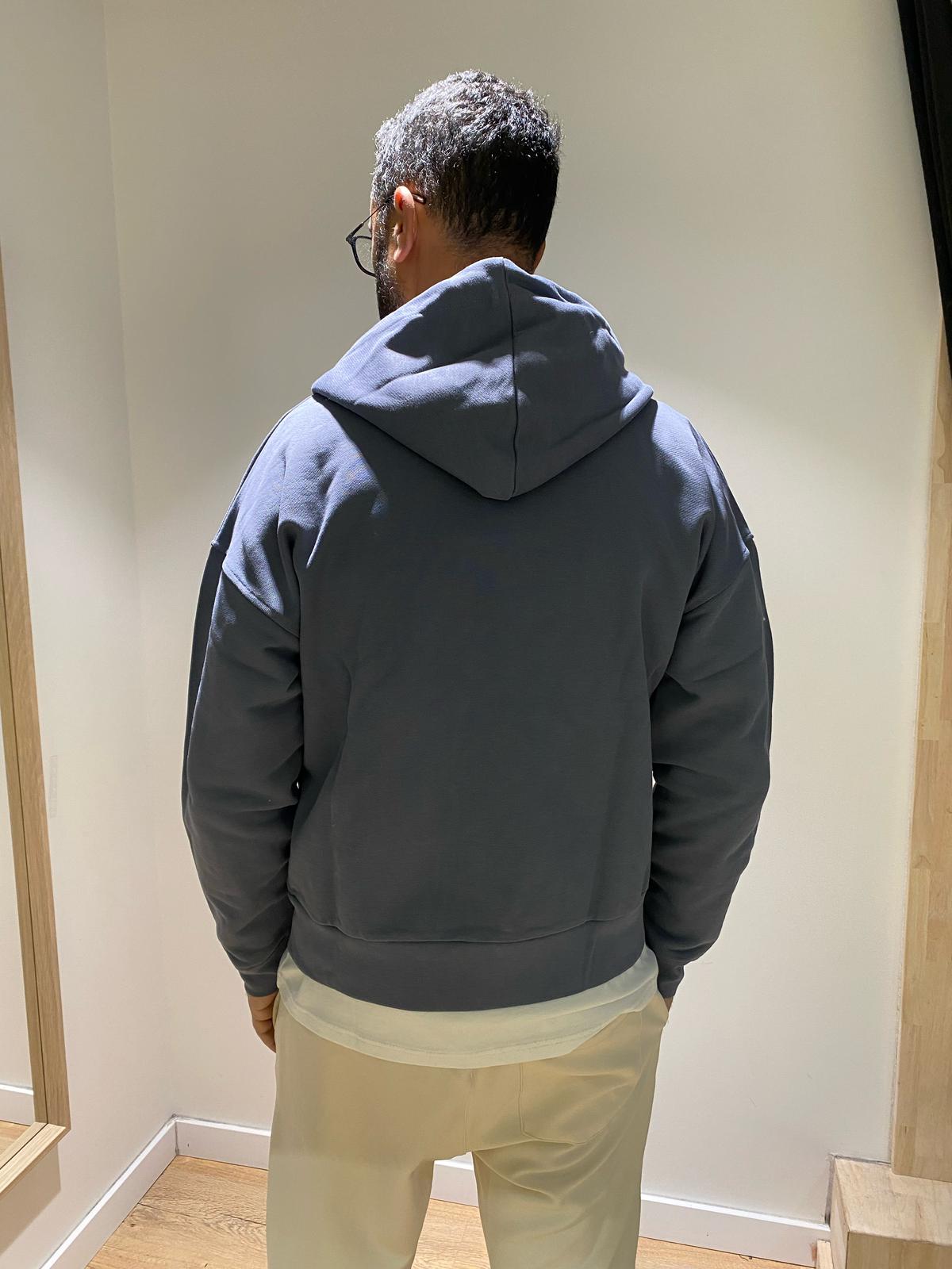 Veste gris Coeur blanc avec capuche et fermeture Zip