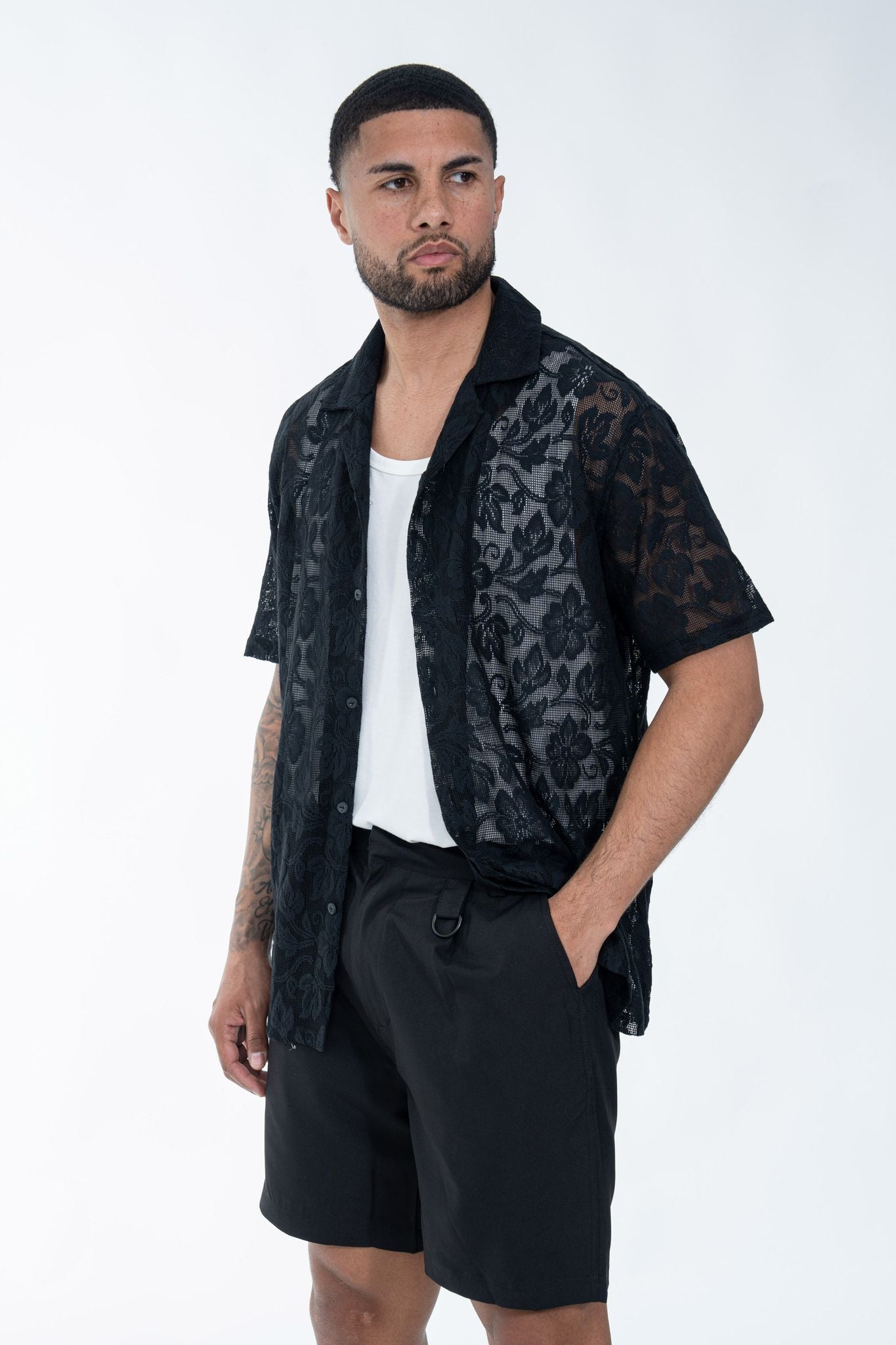 Chemise dentelle Floral Noir