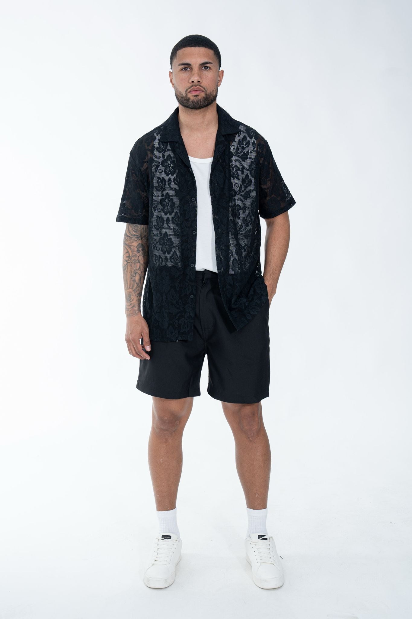 Chemise dentelle Floral Noir