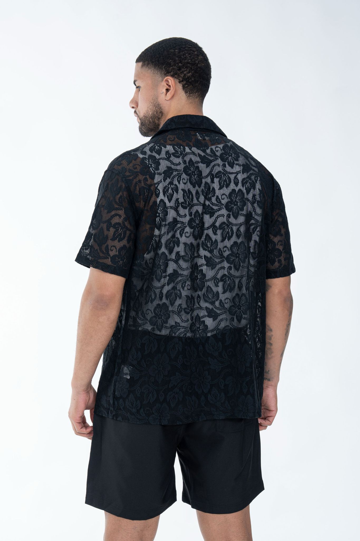 Chemise dentelle Floral Noir