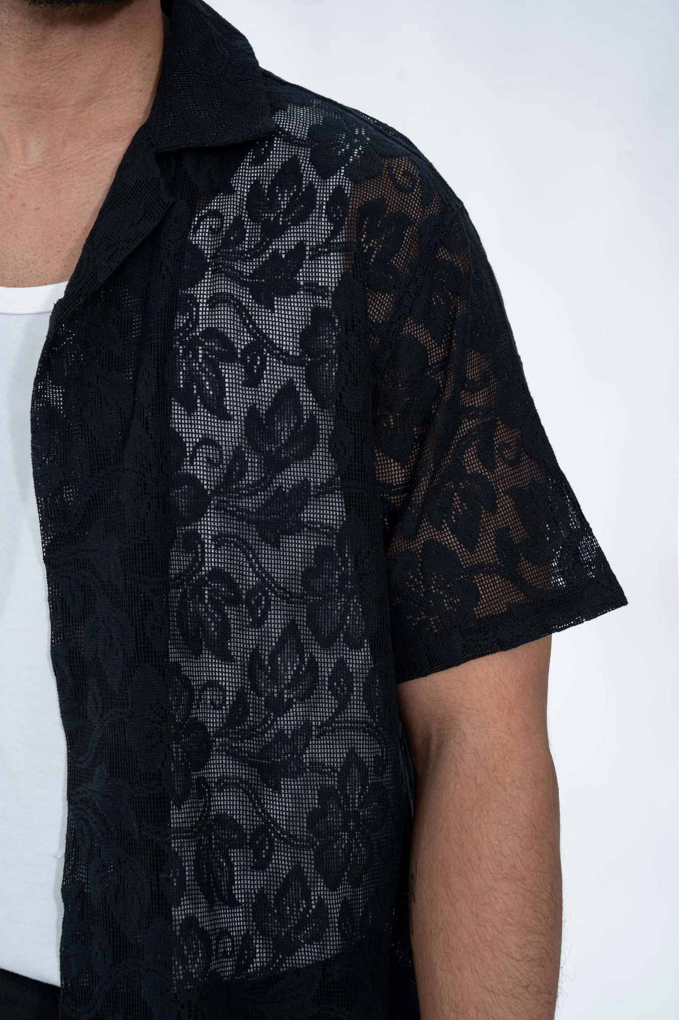 Chemise dentelle Floral Noir