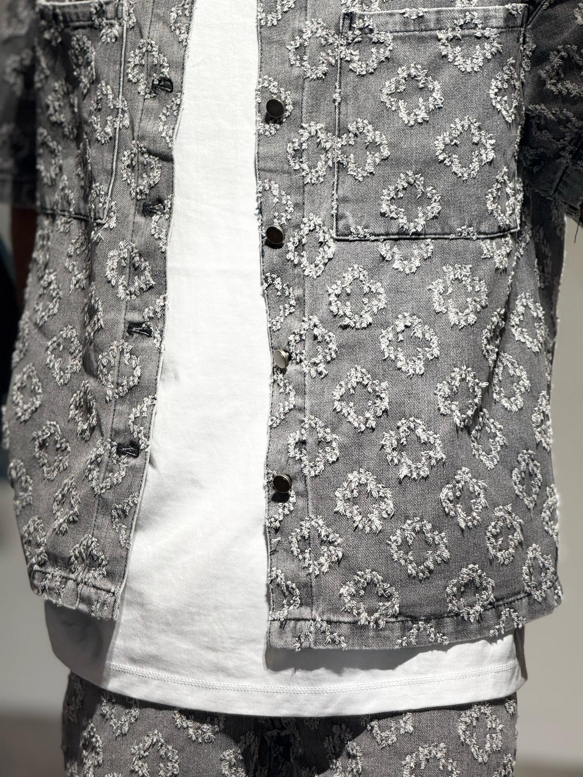 Ensemble En Jeans Chemise et Short Fris Motifs géométriques