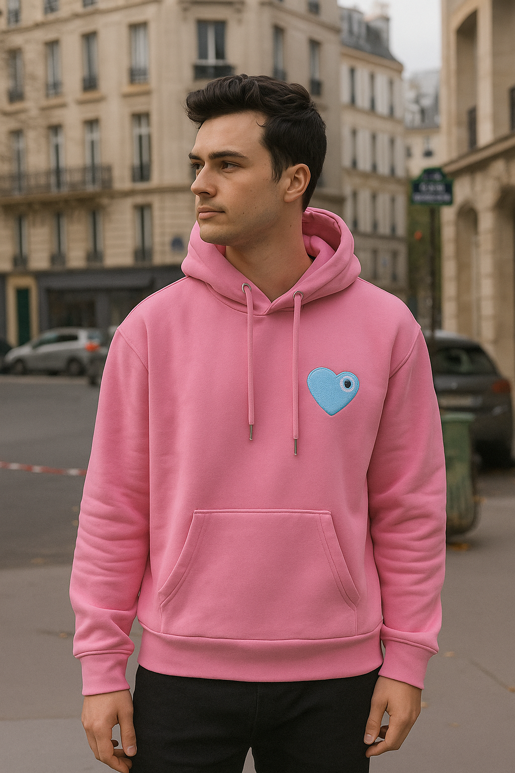 Sweat capuche Rose avec cœur Ciel